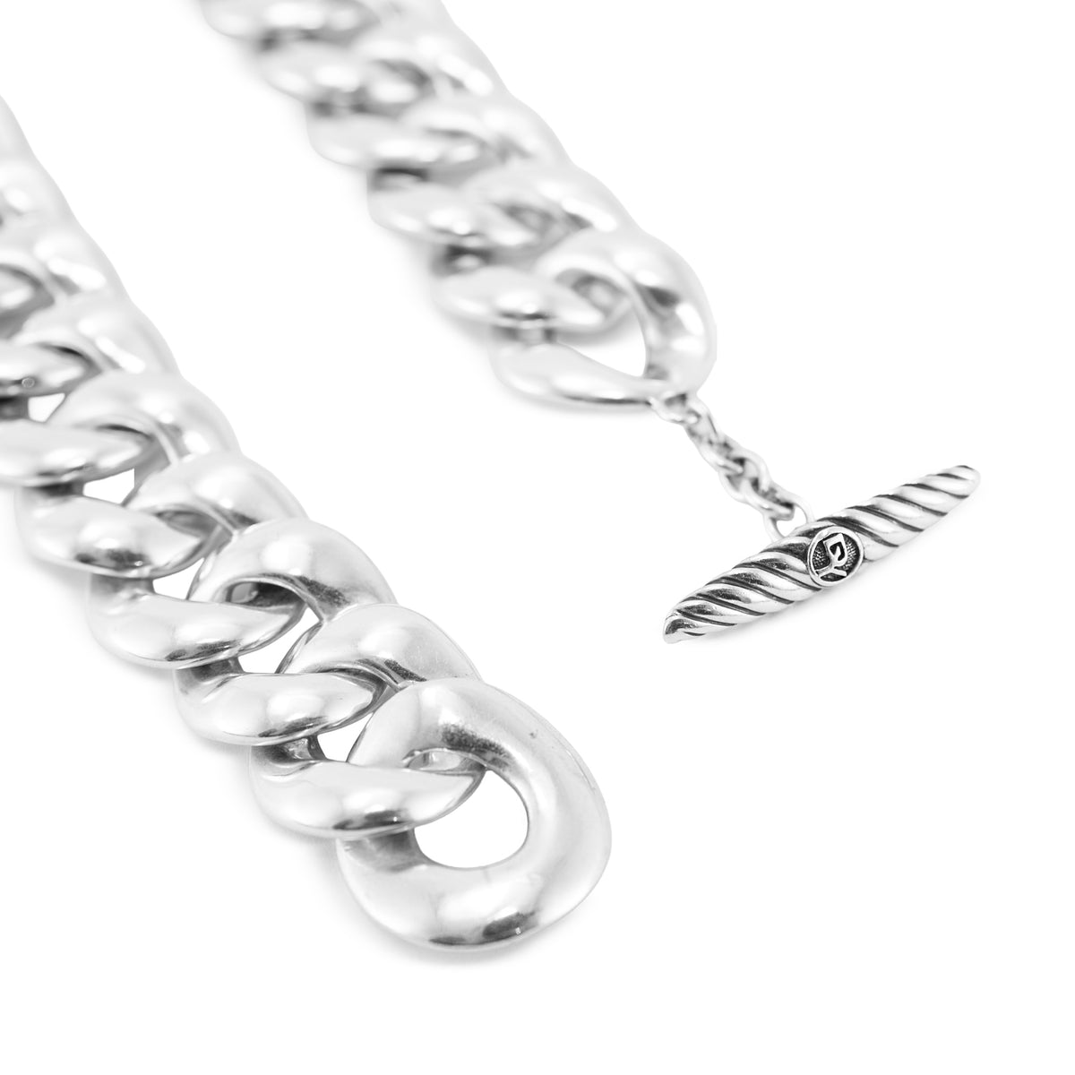 Retired David Yurman Cordelia 925 Silver 1.34ct Diamond Curb Chain Necklace