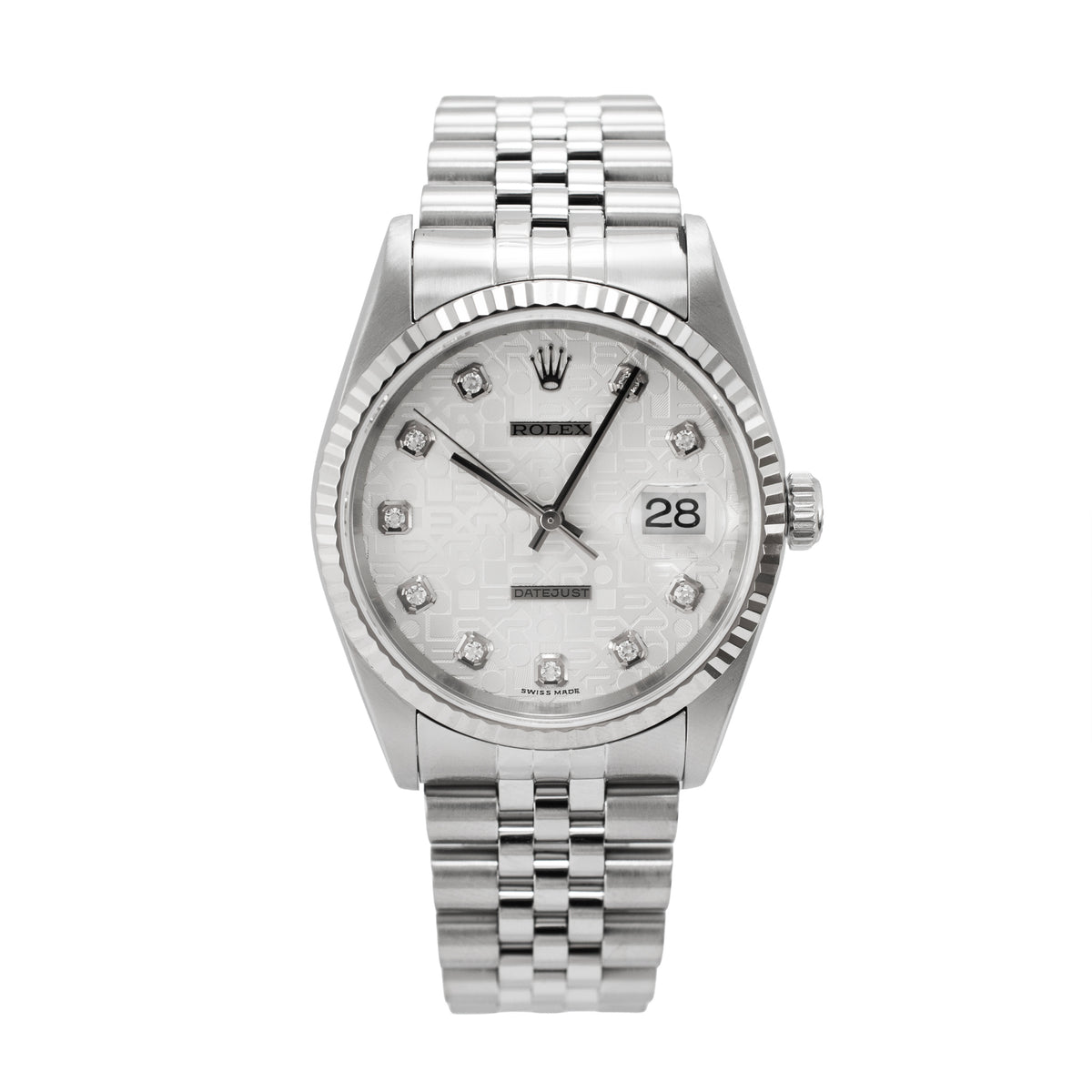 Rolex Datejust 36MM 16234 White Jubilee Computer Dial 18K White Gold Steel Watch