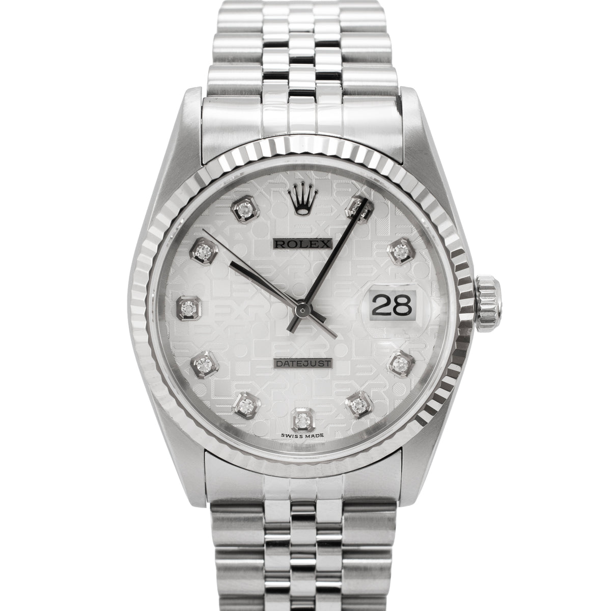 Rolex Datejust 36MM 16234 White Jubilee Computer Dial 18K White Gold Steel Watch
