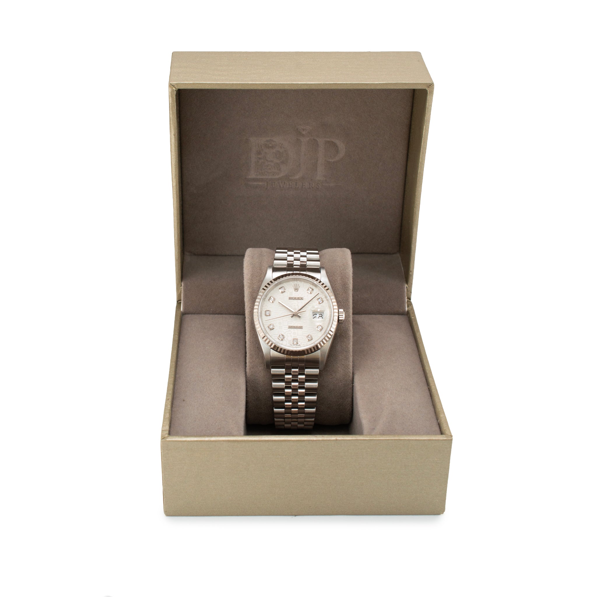 Rolex Datejust 36MM 16234 White Jubilee Computer Dial 18K White Gold Steel Watch