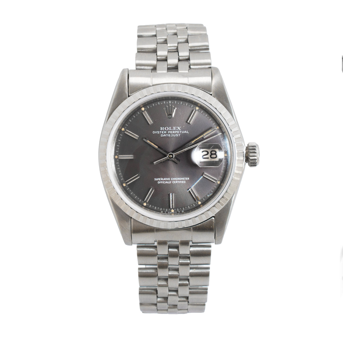 Vintage Rolex Datejust 36MM 1603 Grey Dial Jubilee Stainless Steel Watch