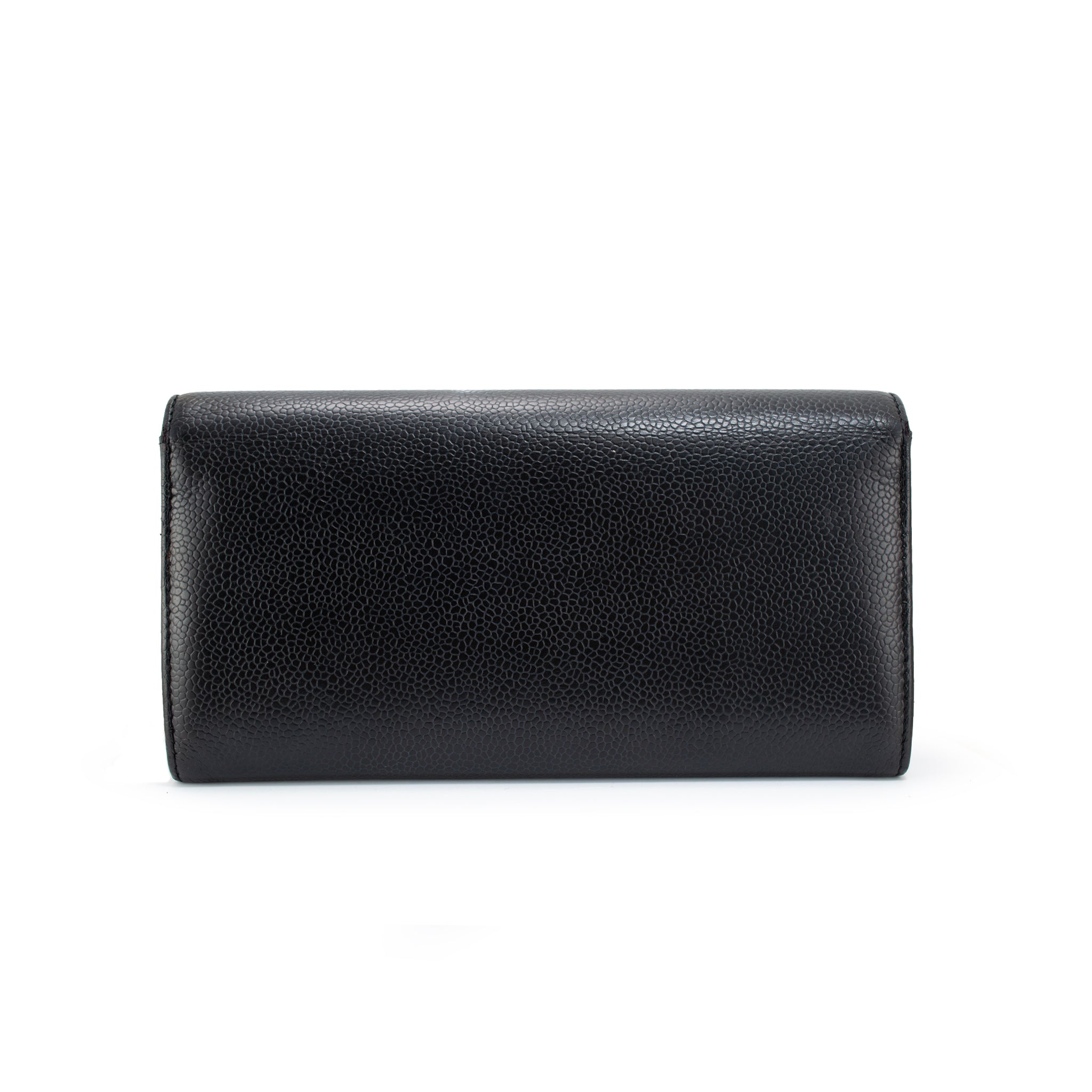 Discontinued Chanel Timeless CC Black Caviar Leather Flap Long Wallet