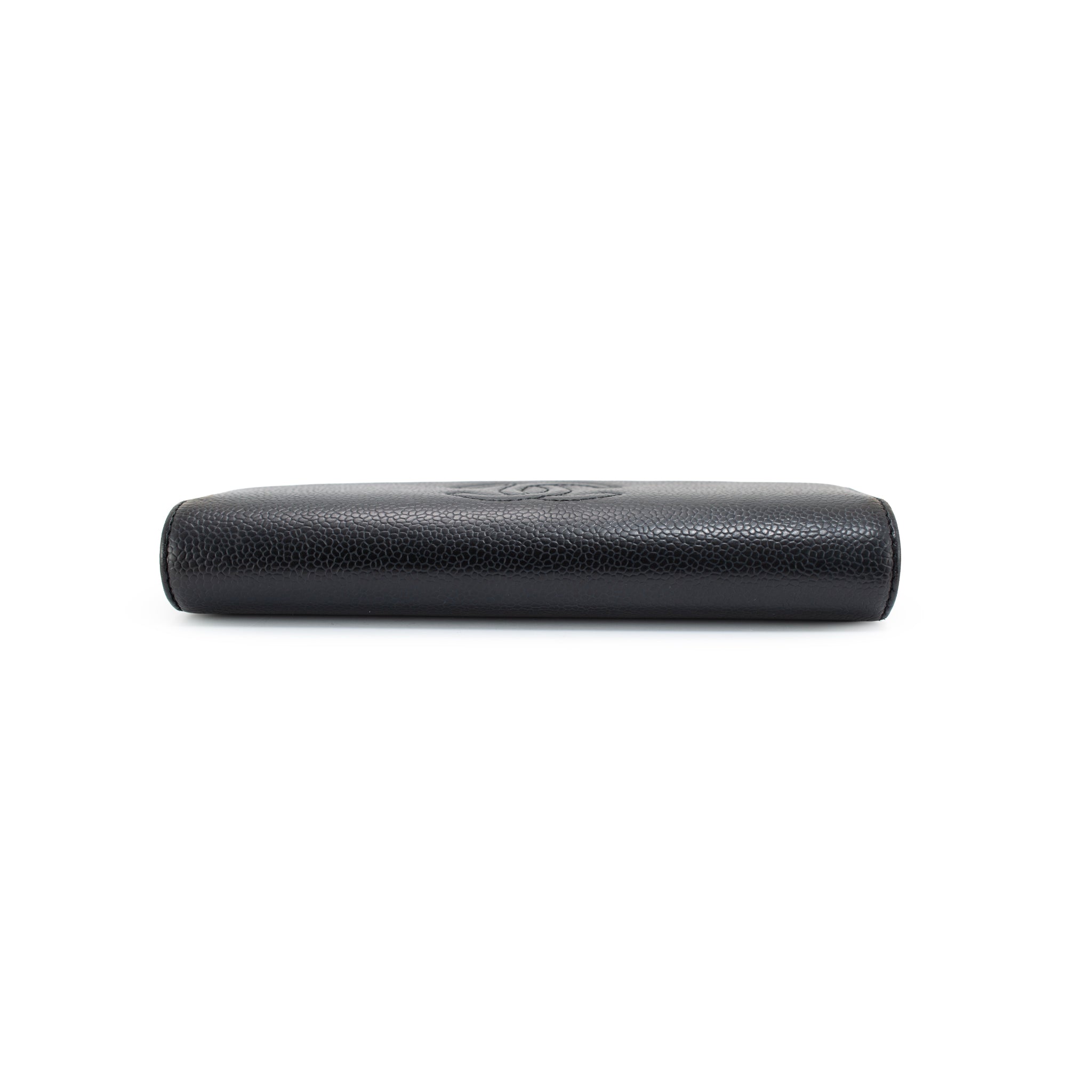 Discontinued Chanel Timeless CC Black Caviar Leather Flap Long Wallet