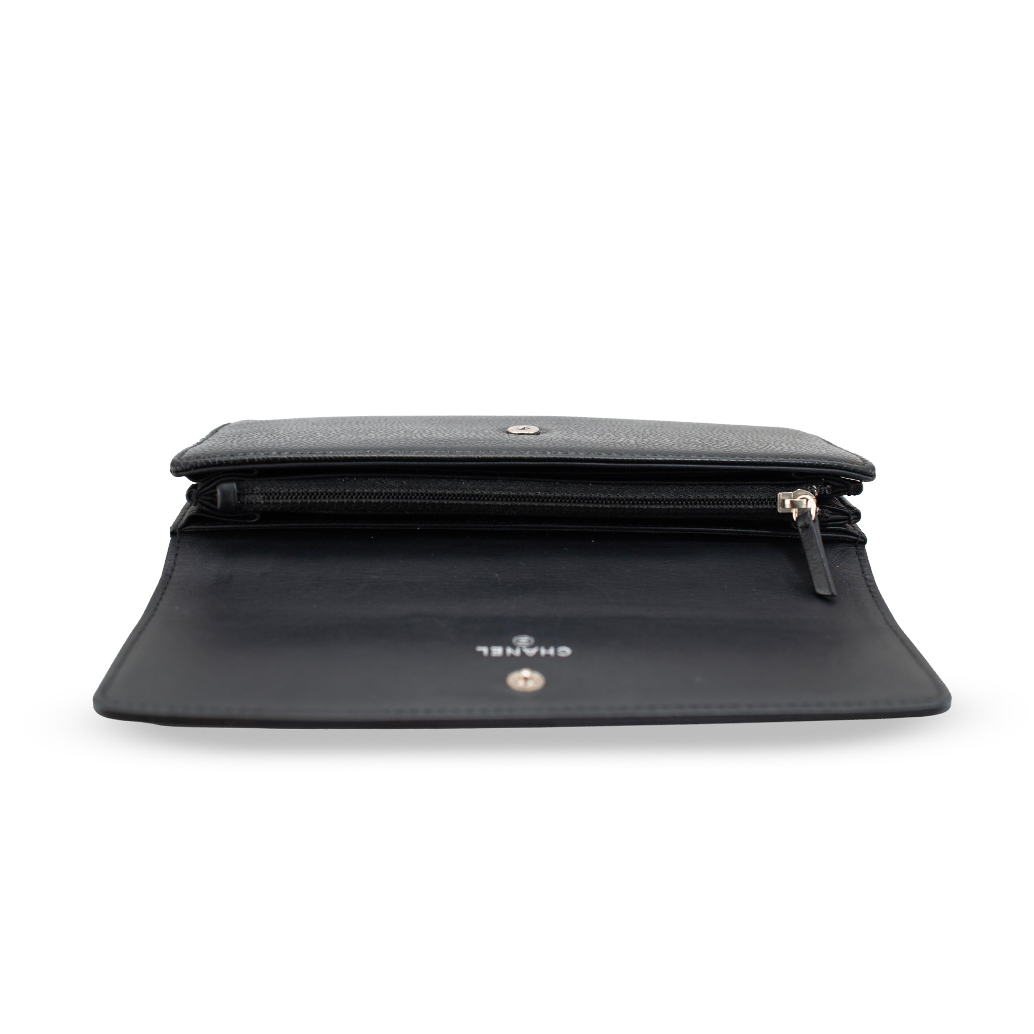 Discontinued Chanel Timeless CC Black Caviar Leather Flap Long Wallet