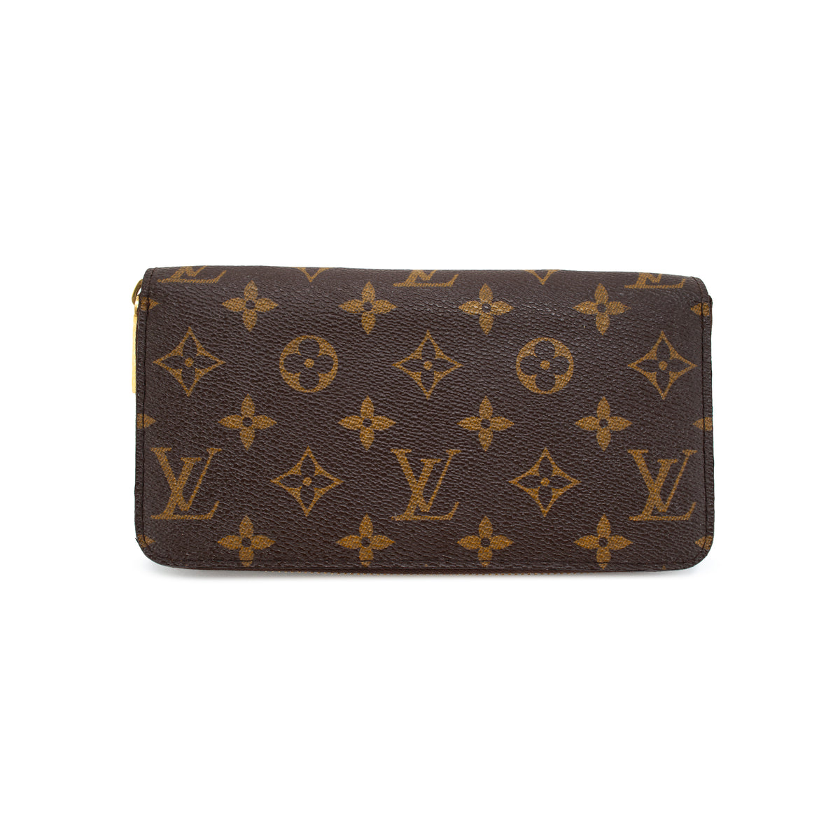 Louis Vuitton Brown Monogram Canvas Gold-Tone Hardware Zippy Wallet