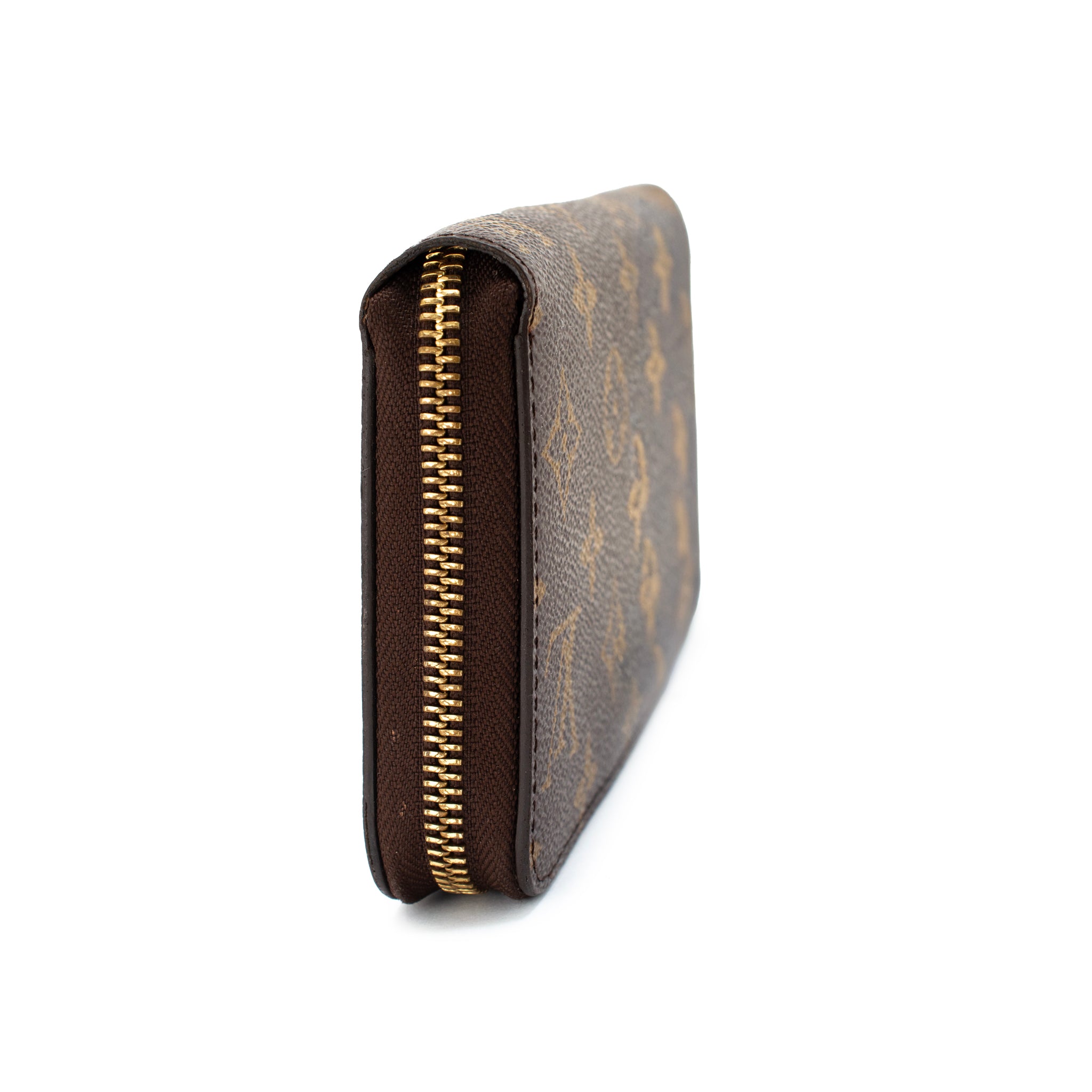 Louis Vuitton Brown Monogram Canvas Gold-Tone Hardware Zippy Wallet