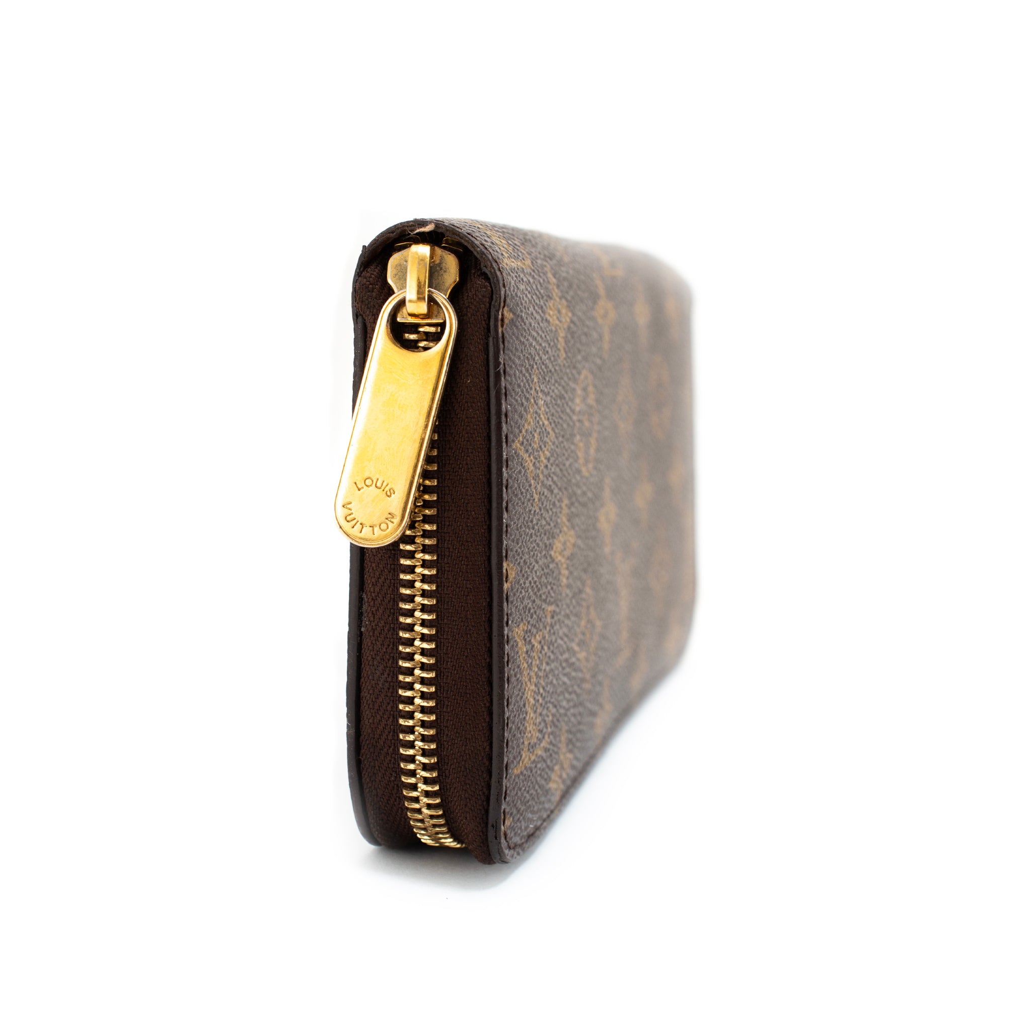 Louis Vuitton Brown Monogram Canvas Gold-Tone Hardware Zippy Wallet