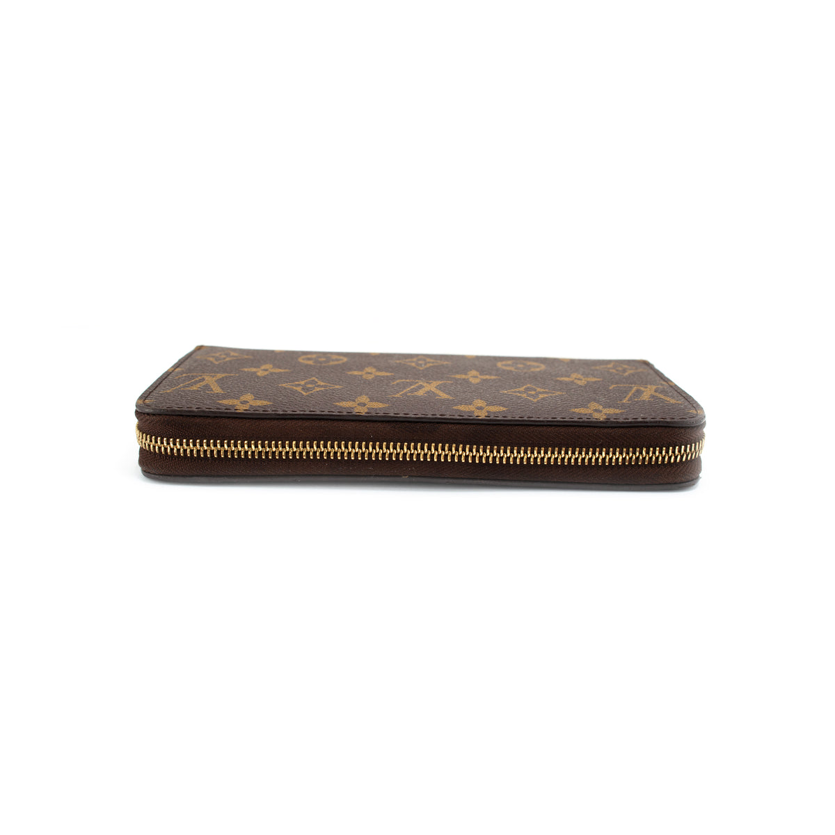 Louis Vuitton Brown Monogram Canvas Gold-Tone Hardware Zippy Wallet