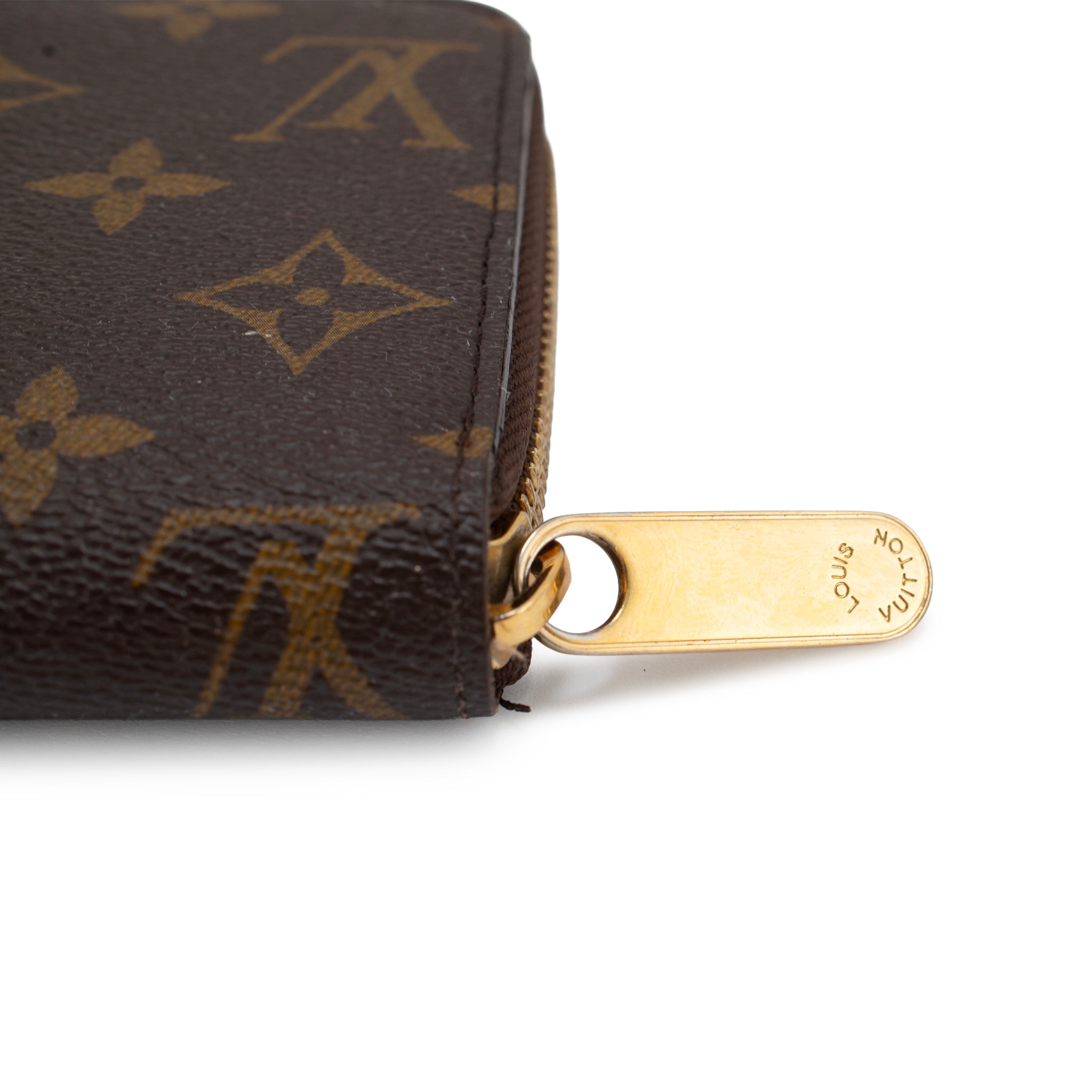Louis Vuitton Brown Monogram Canvas Gold-Tone Hardware Zippy Wallet