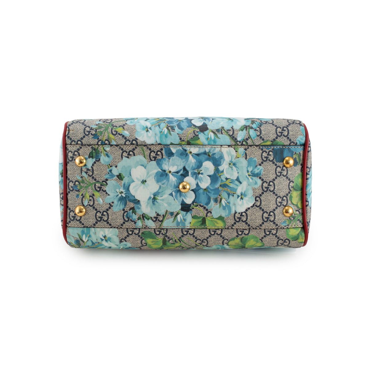 Gucci Gg Blooms Gg Supreme Floral Blue and Red Small Boston Shoulder Bag