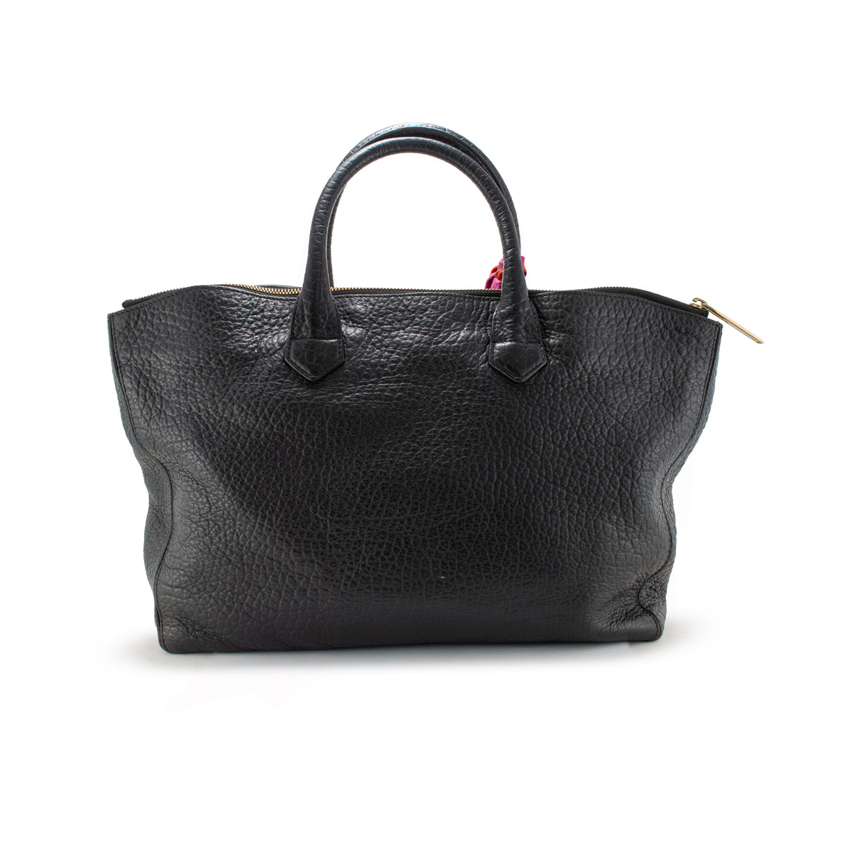 Burberry Dewsbury Medium Black Heritage Grain Leather Tote Bag