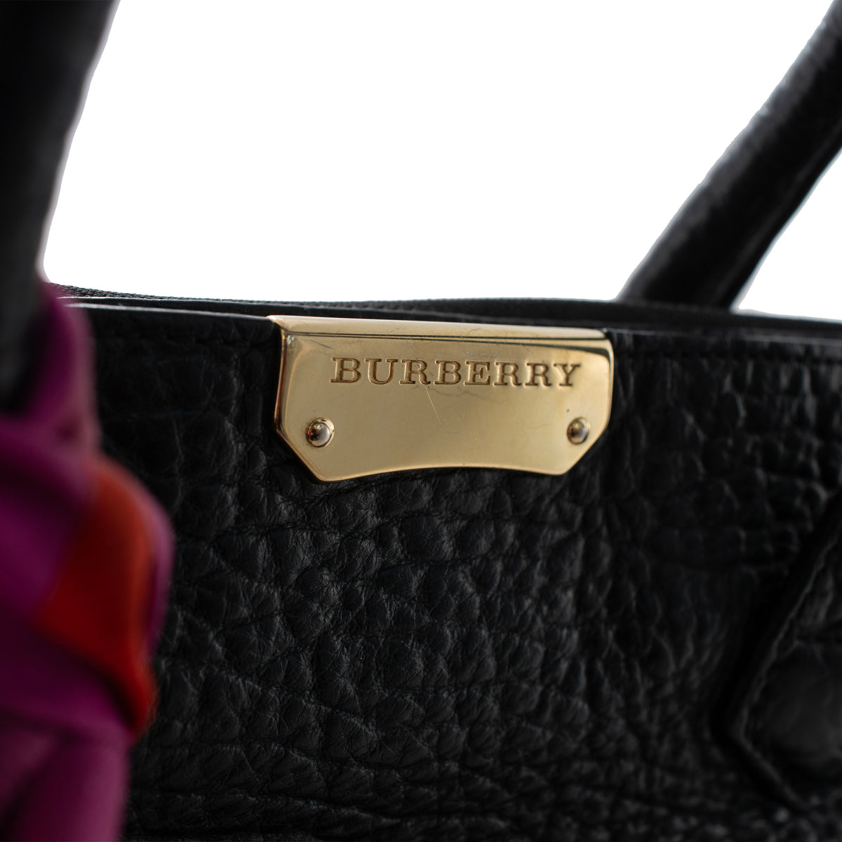 Burberry Dewsbury Medium Black Heritage Grain Leather Tote Bag