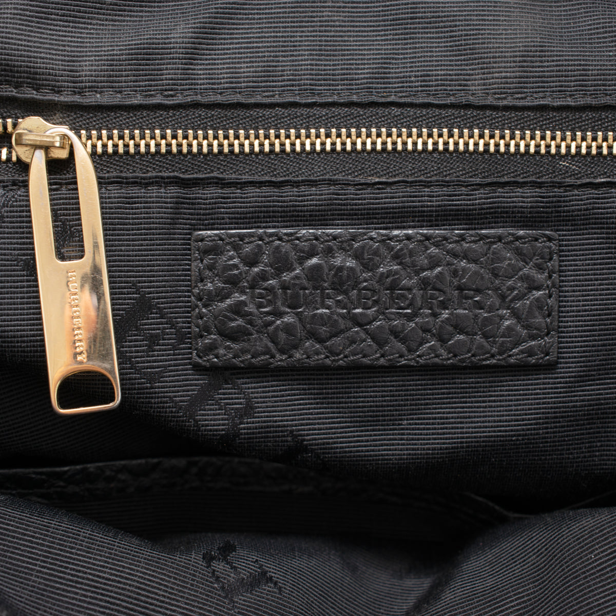 Burberry Dewsbury Medium Black Heritage Grain Leather Tote Bag