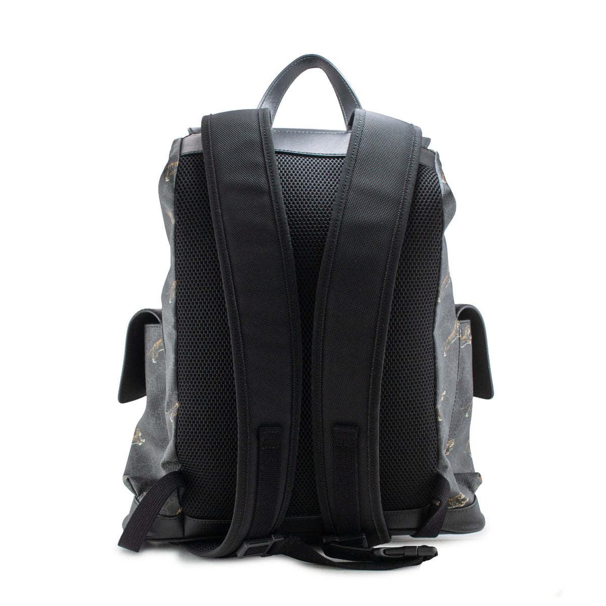 Gucci Bestiary Tigers Black Gg Supreme Web Flap Backpack
