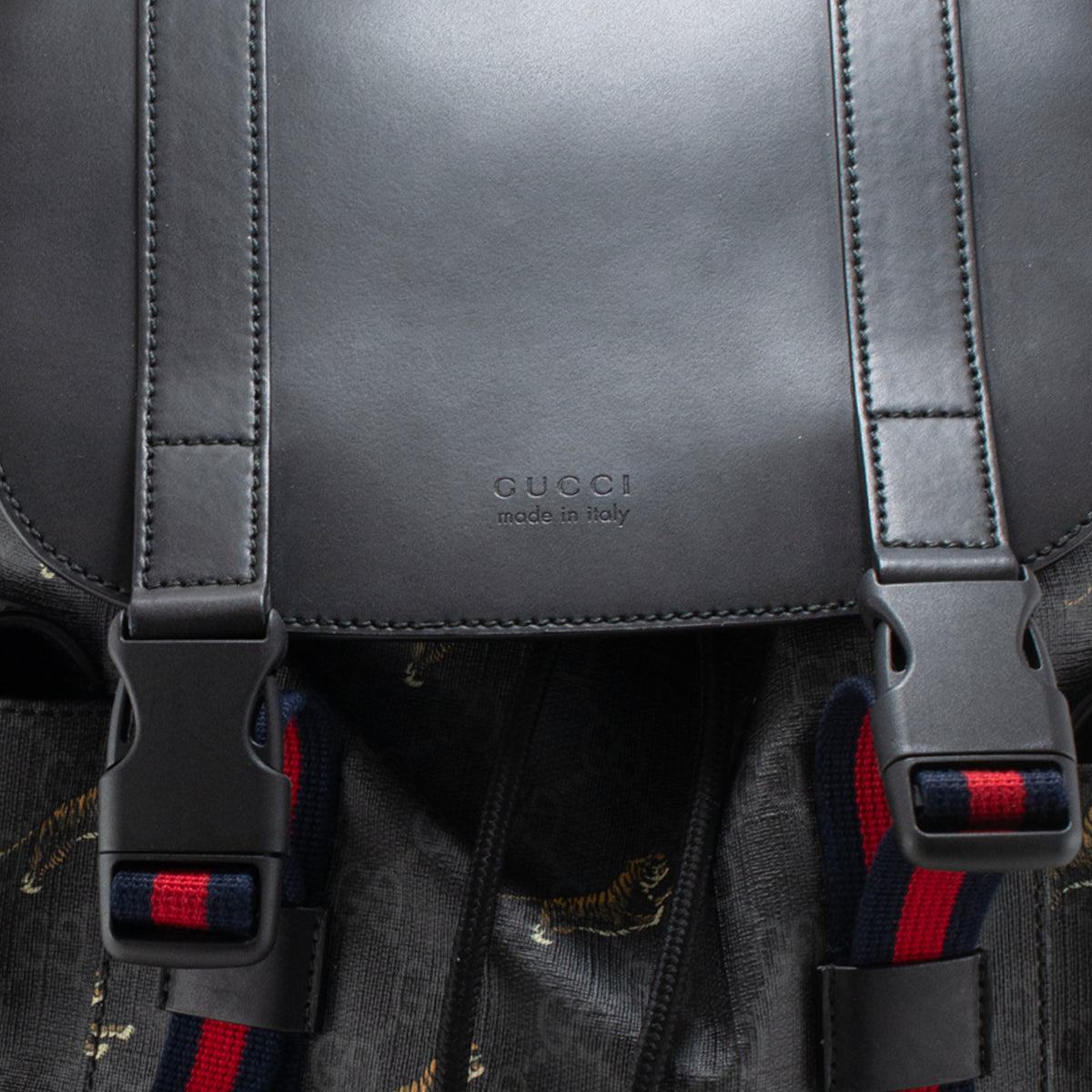 Gucci Bestiary Tigers Black Gg Supreme Web Flap Backpack
