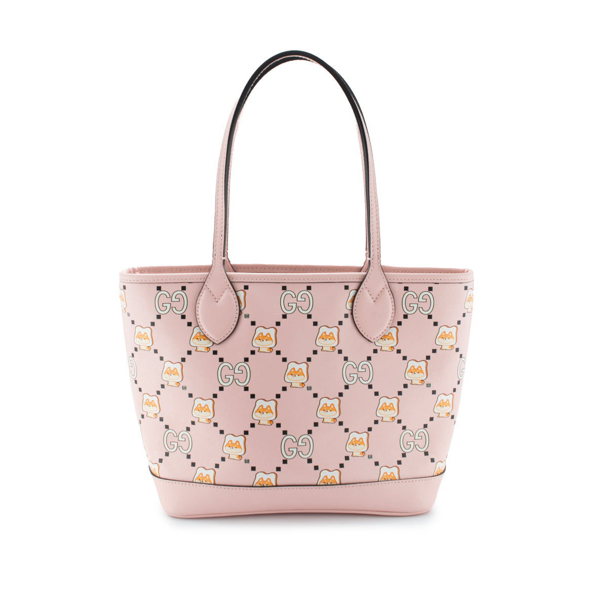 Gucci X Pikarar Kawaii Pink Printed Leather Tote Bag