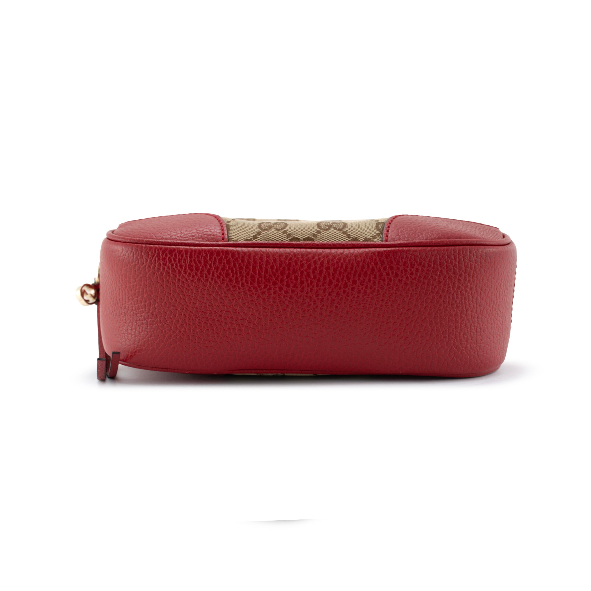 Gucci Mini Bree Gg Canvas Red Leather Trim Crossbody Bag