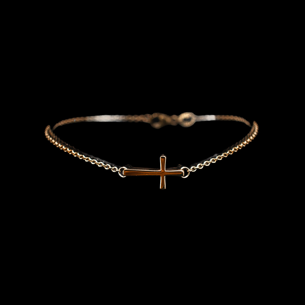 James Avery iconic horizontal cross 14K Rose Gold Rolo Bracelet 1.87g 7" 459905 available at DJP Jewelers & Luxury Buyers