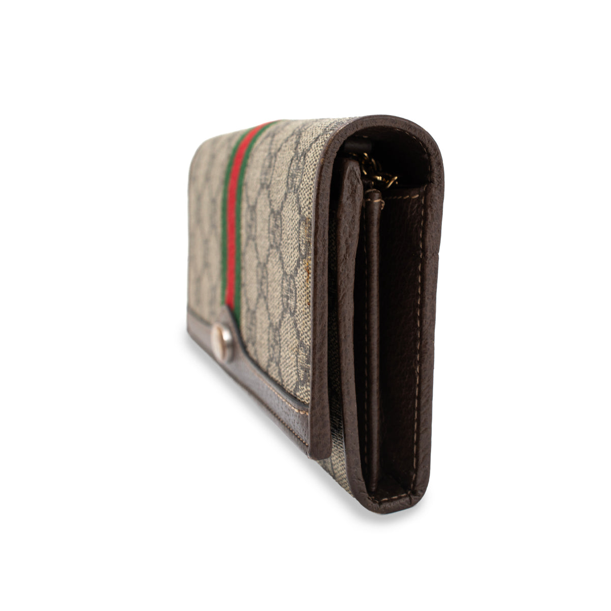 Gucci Ophidia Gg Supreme Web Brown Leather Woc Wallet
