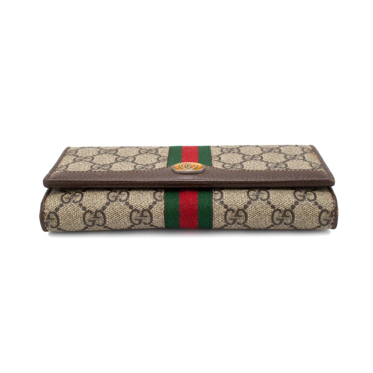 Gucci Ophidia Gg Supreme Web Brown Leather Woc Wallet