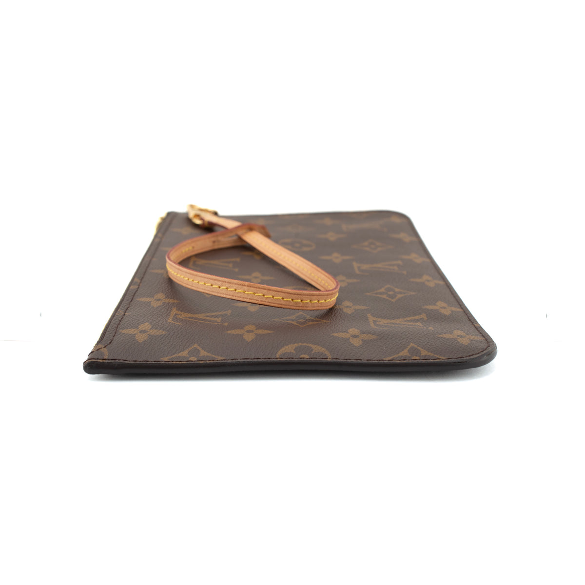Louis Vuitton Neverfull Monogram Canvas Gold-Tone Hardware Wristlet Bag