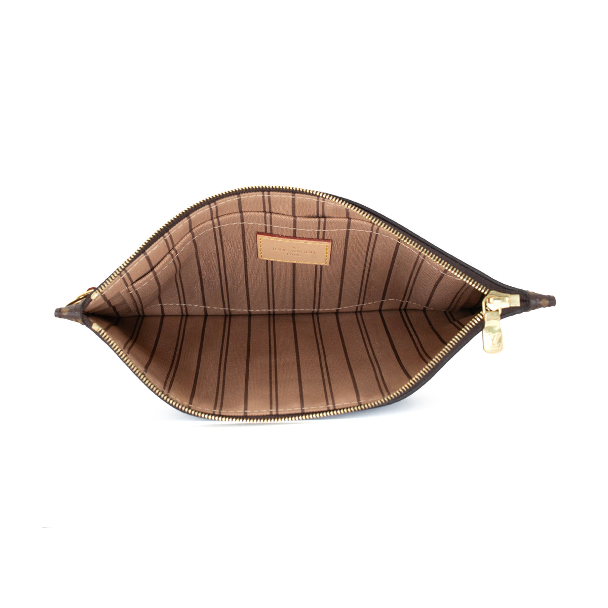 Louis Vuitton Neverfull Monogram Canvas Gold-Tone Hardware Wristlet Bag