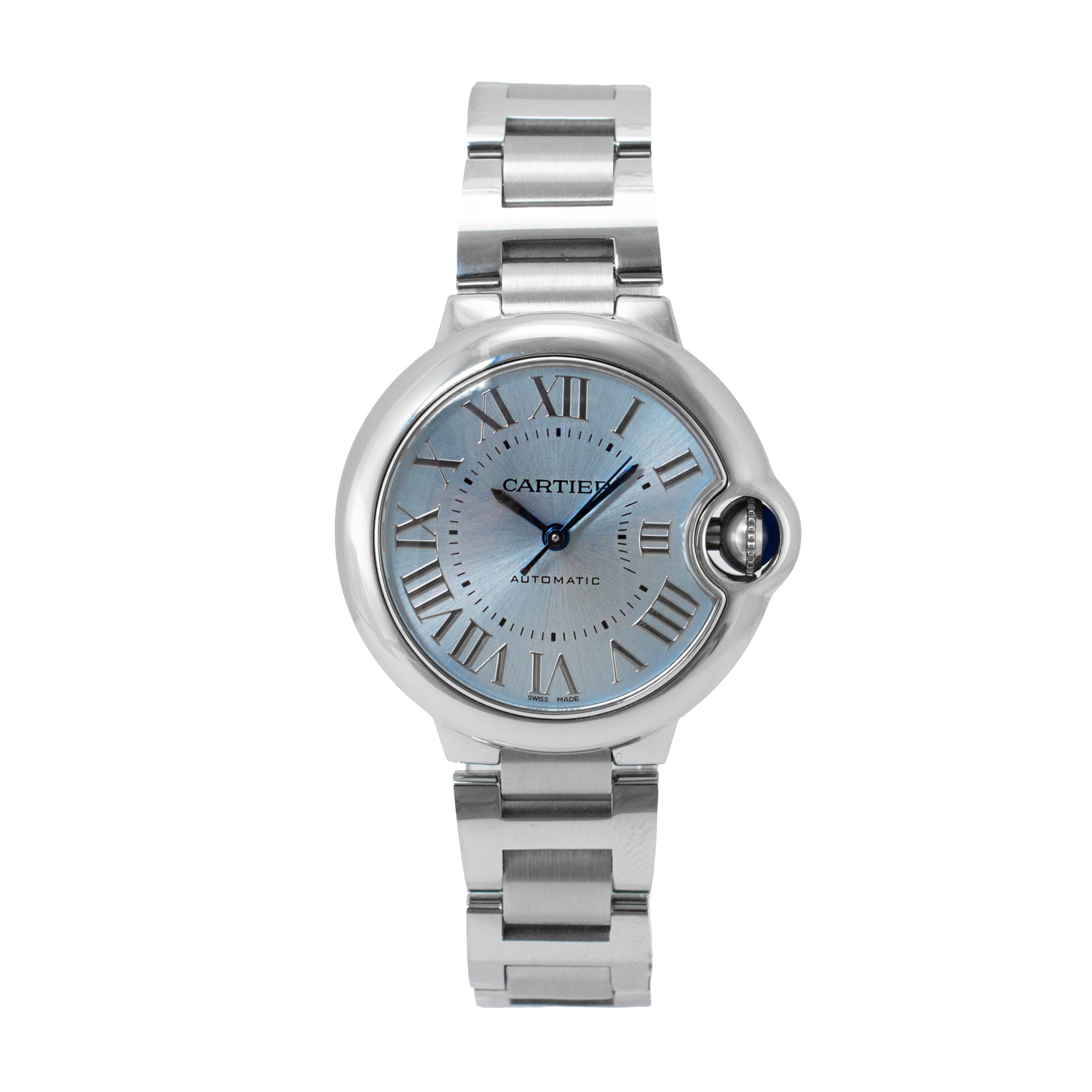Ladies Cartier Ballon Bleu 33MM WSBB0062 Blue Silvered Steel Automatic Watch