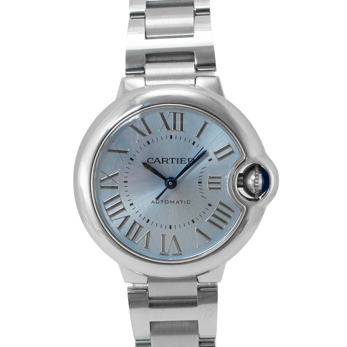 Ladies Cartier Ballon Bleu 33MM WSBB0062 Blue Silvered Steel Automatic Watch