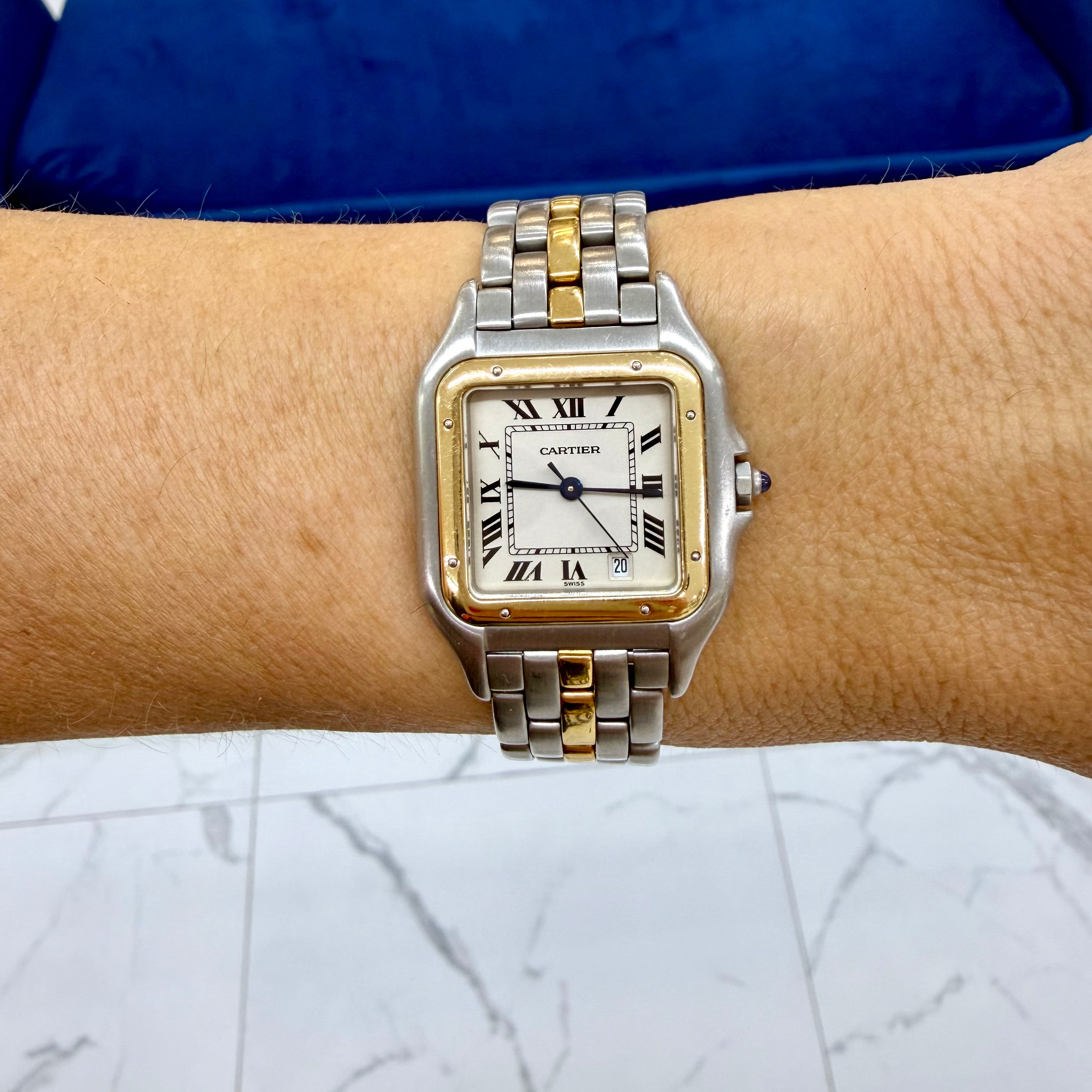 Ladies Cartier Panthere 27MM 83949 18K Yellow Gold Steel One Row Quartz Watch