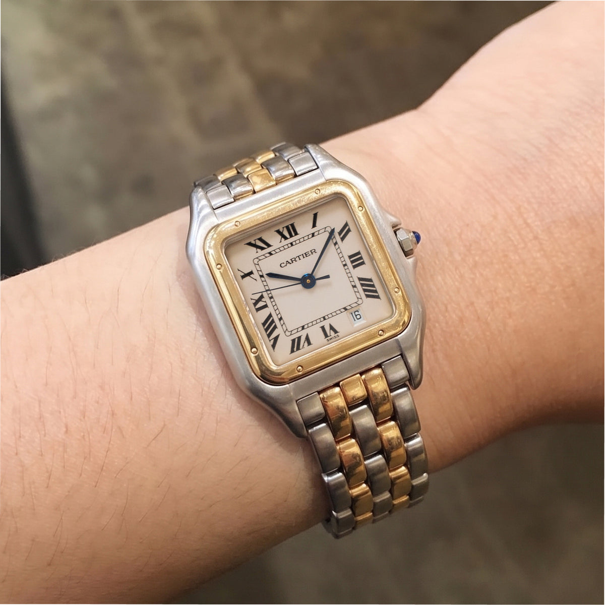 Ladies Cartier Panthere 27MM 83949 18K Yellow Gold Steel One Row Quartz Watch