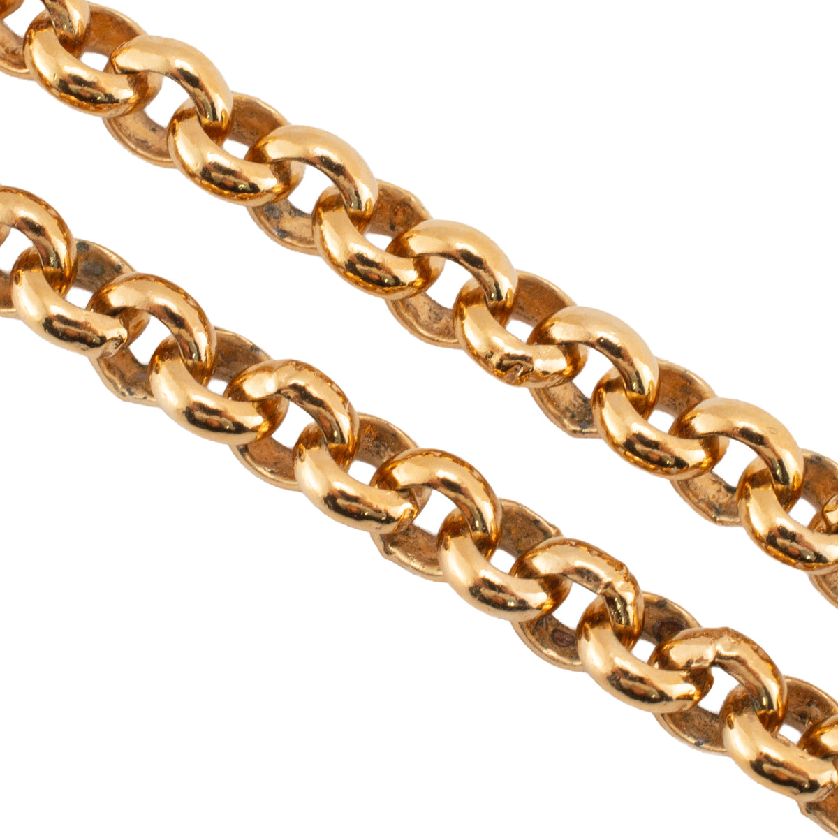 Chanel CC Gold Plated Black Enamel Rolo Chain Pendant Necklace