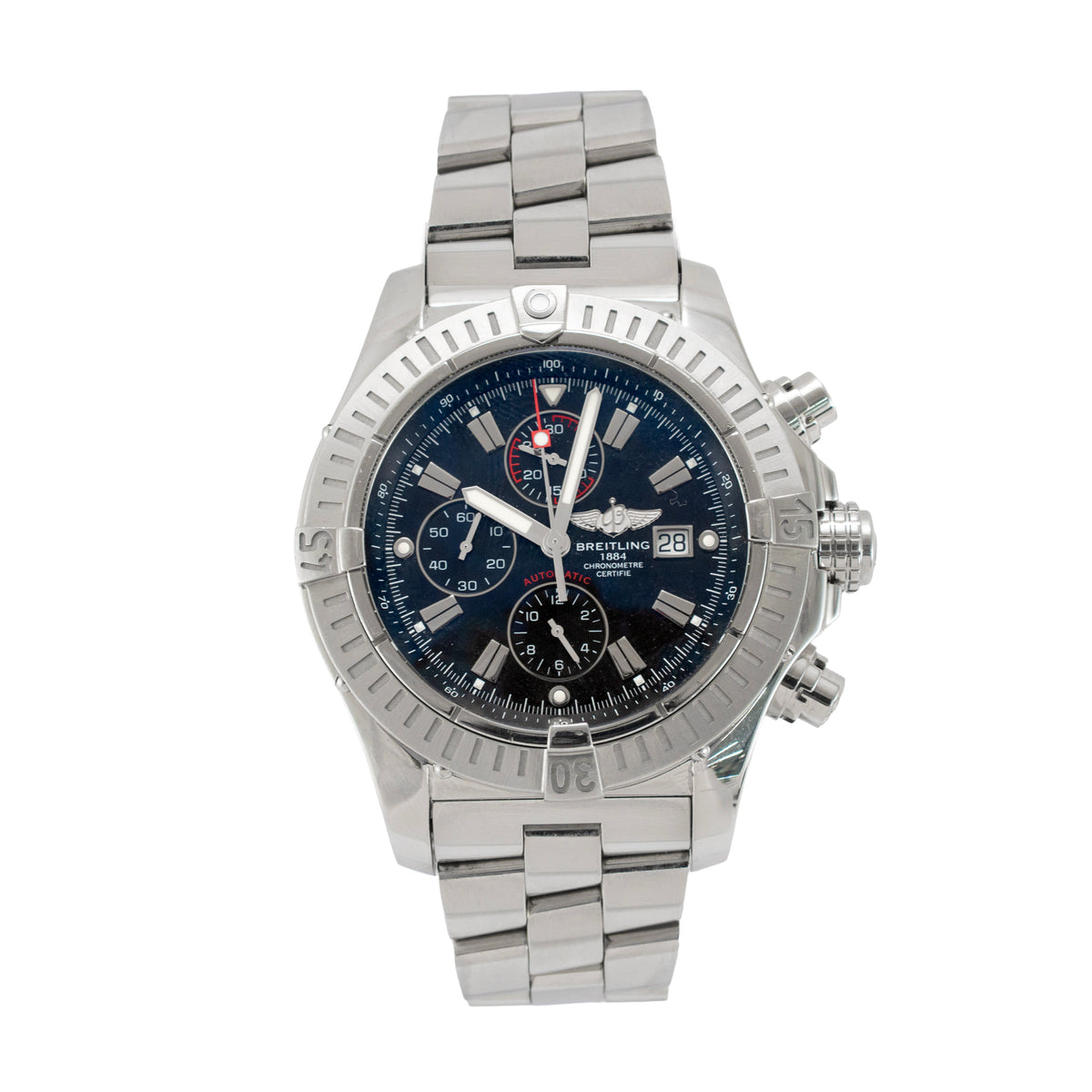 Breitling Super Avenger 48MM A13370 Black Dial Stainless Steel Automatic Watch