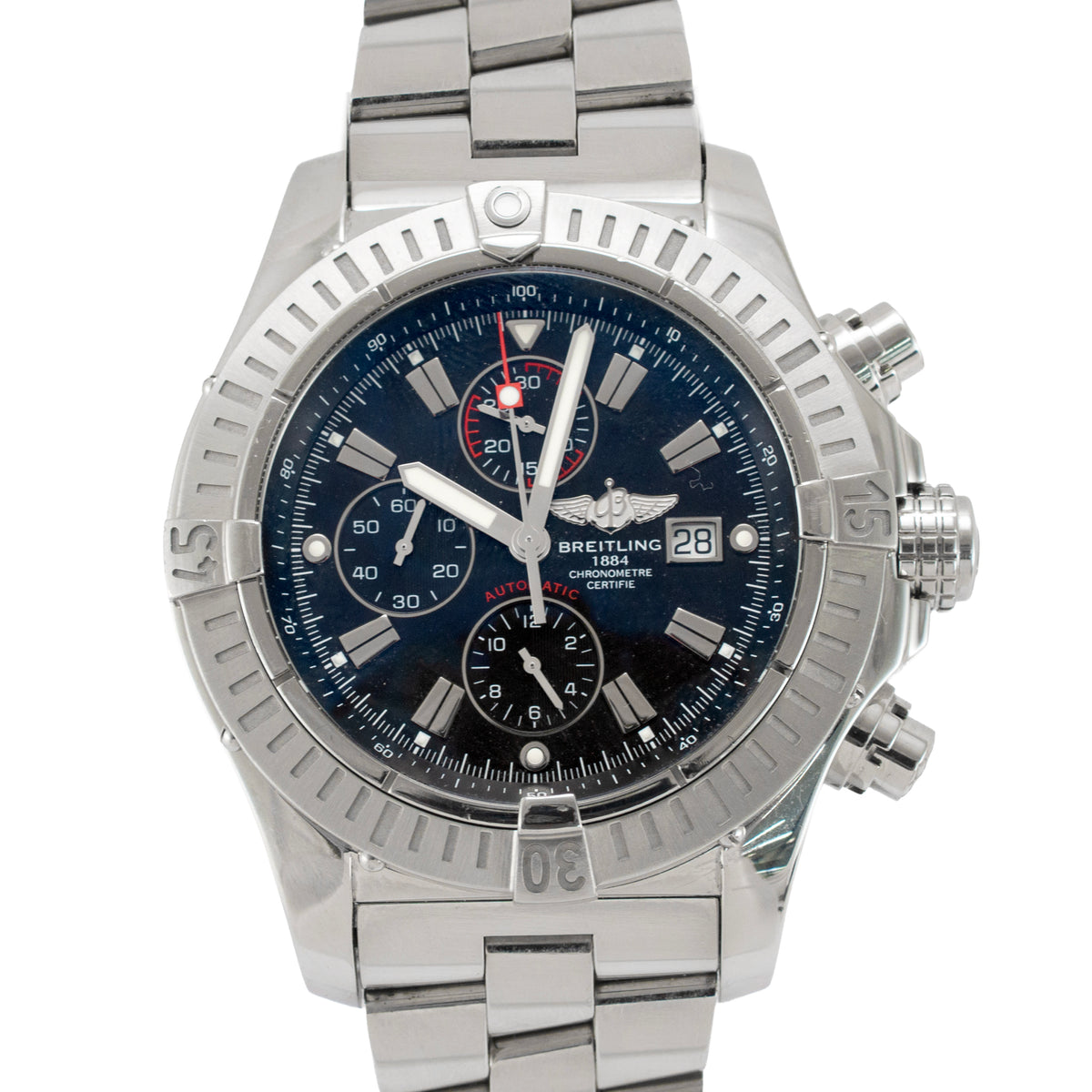 Breitling Super Avenger 48MM A13370 Black Dial Stainless Steel Automatic Watch
