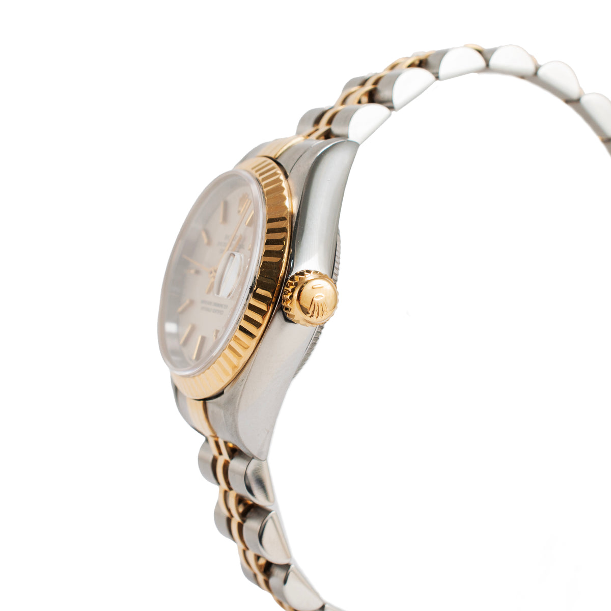 Ladies Rolex Datejust 26MM 69173 Silver Dial Jubilee 18K Yellow Gold Steel Watch