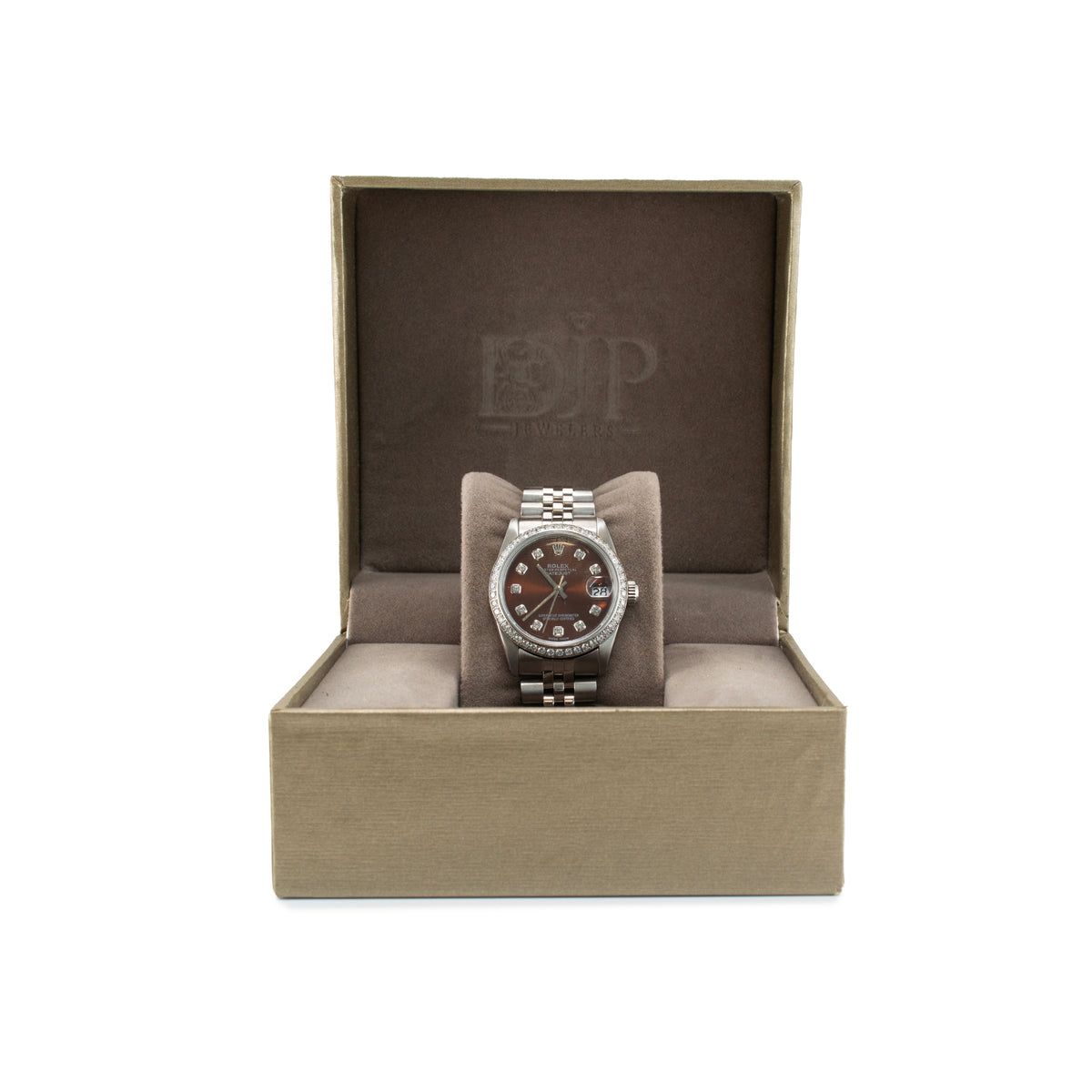 Ladies Rolex Datejust Midsize 31MM 68274 Diamond Deep Brown Jubilee Steel Watch