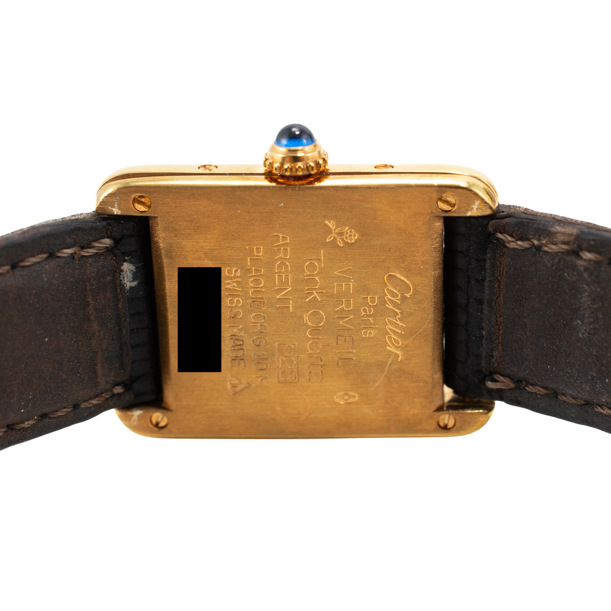 Ladies Vintage Cartier Tank Vermeil 20MM X 28 MM 5057001 925 Silver Plaque Watch