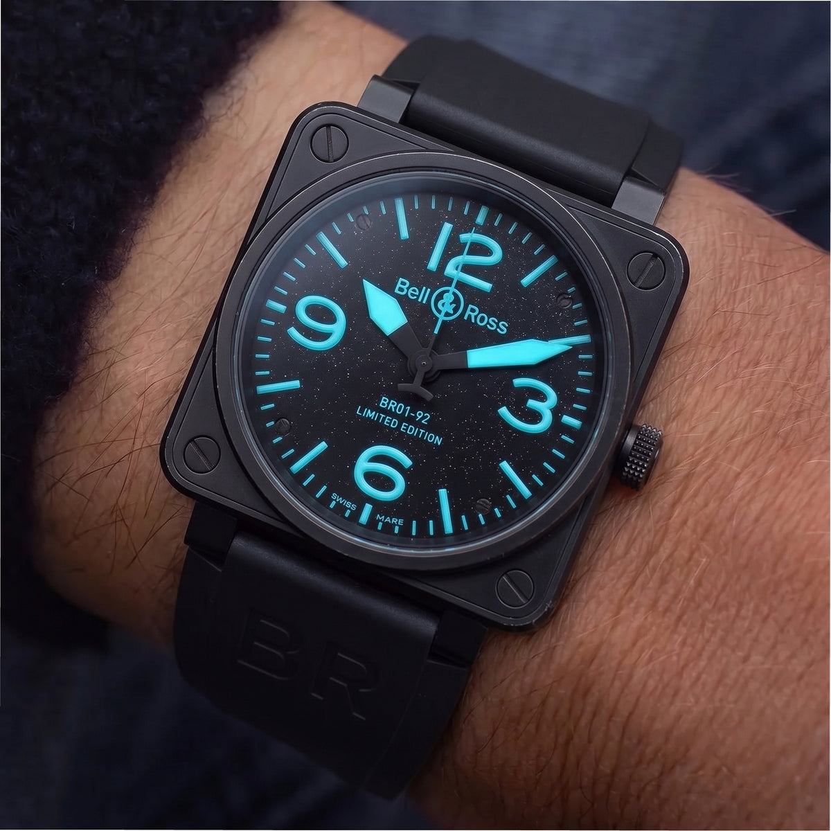 Bell & Ross BR01-92 Blue Limited Edition 46MM BR01-92-Sblu Black Pvd Steel Watch