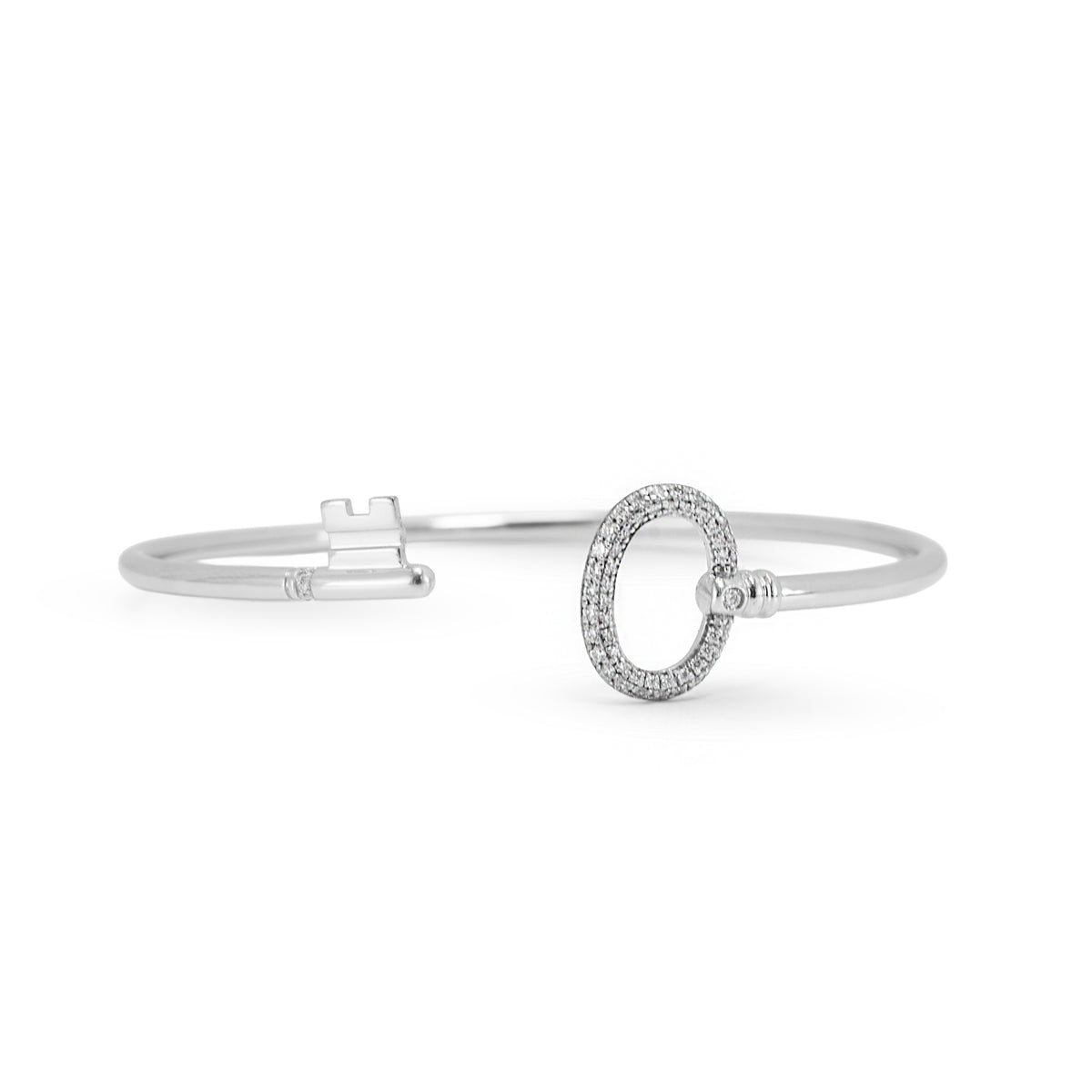 Tiffany & Co. Keys Wire 18K White Gold 0.20ctw Pave Diamond Cuff Bangle Bracelet