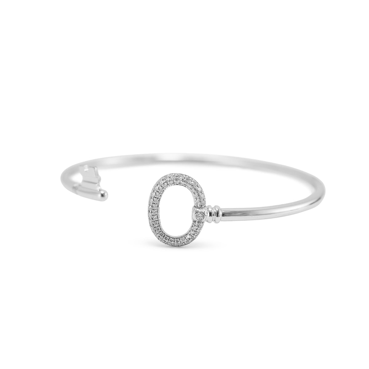 Tiffany & Co. Keys Wire 18K White Gold 0.20ctw Pave Diamond Cuff Bangle Bracelet