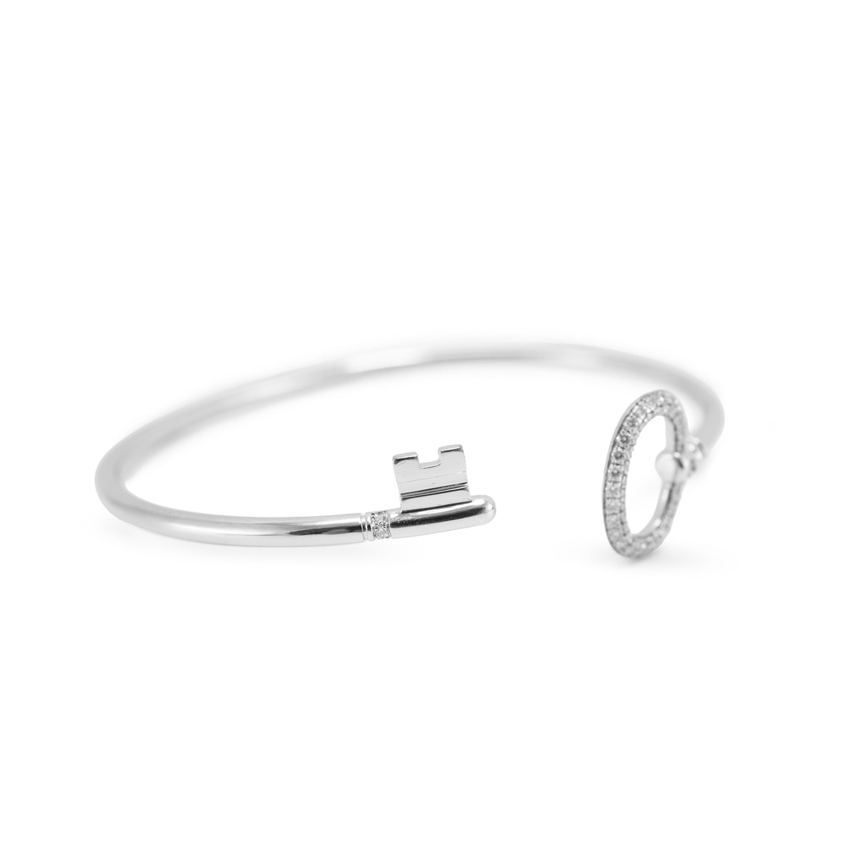 Tiffany & Co. Keys Wire 18K White Gold 0.20ctw Pave Diamond Cuff Bangle Bracelet