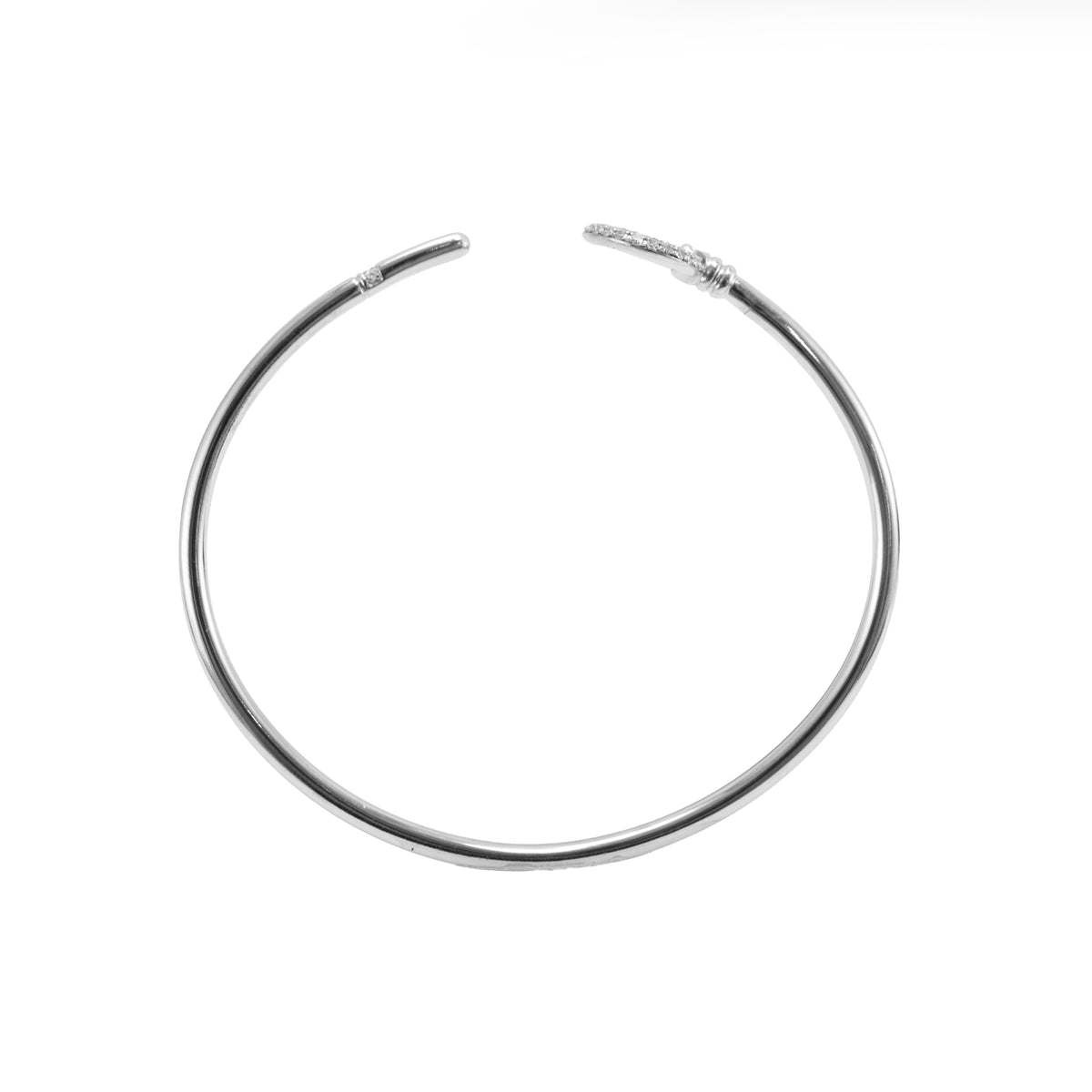 Tiffany & Co. Keys Wire 18K White Gold 0.20ctw Pave Diamond Cuff Bangle Bracelet