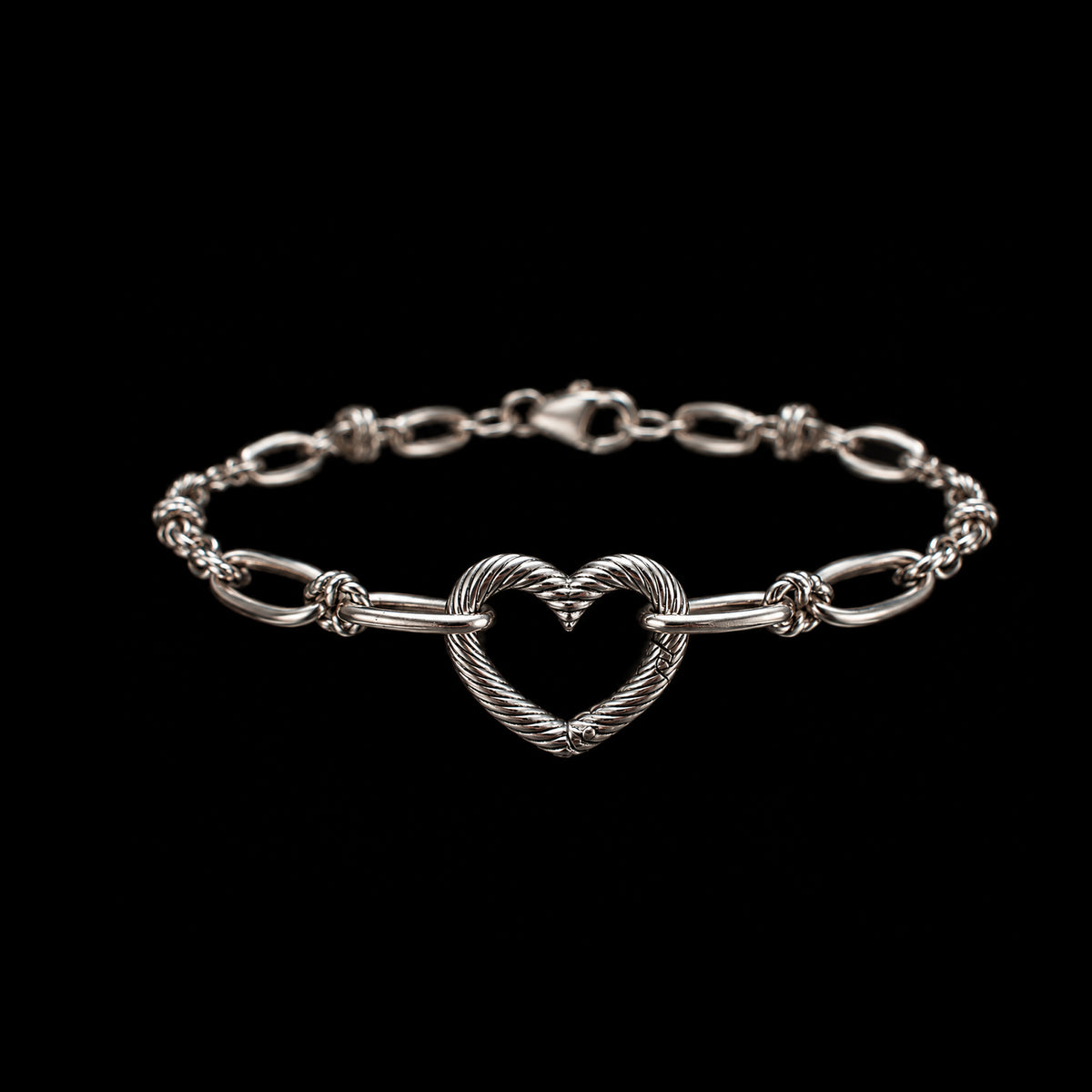 James Avery Changeable Heart Charm Sterling Silver Link Bracelet 9.1g 7¼" 460443 available at DJP Jewelers & Luxury Buyers