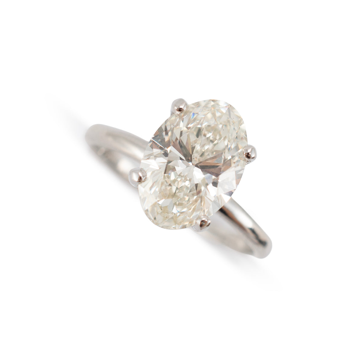 14K White Gold Gia 3.02ct Oval Cut Natural Diamond Solitaire Engagement Ring