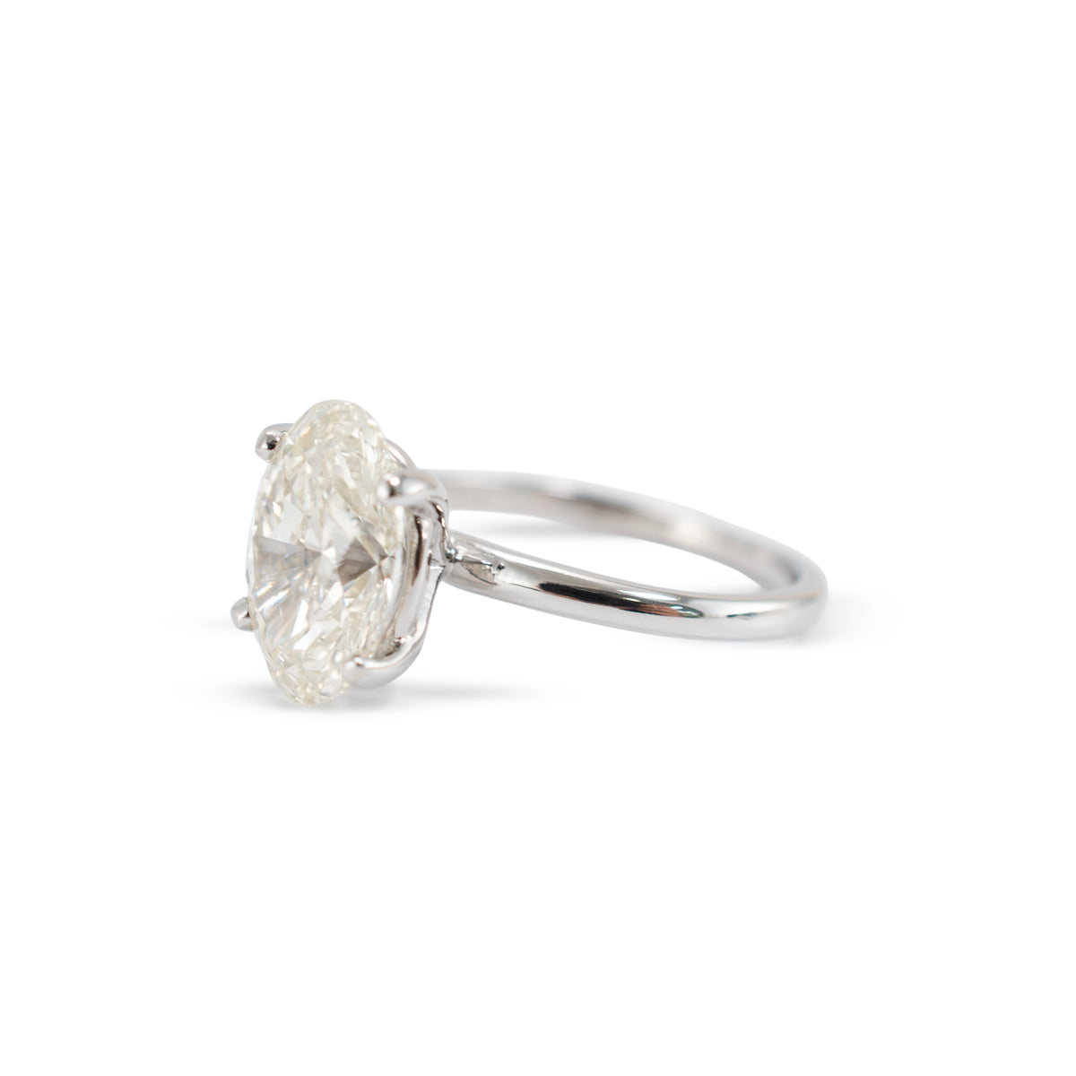 14K White Gold Gia 3.02ct Oval Cut Natural Diamond Solitaire Engagement Ring