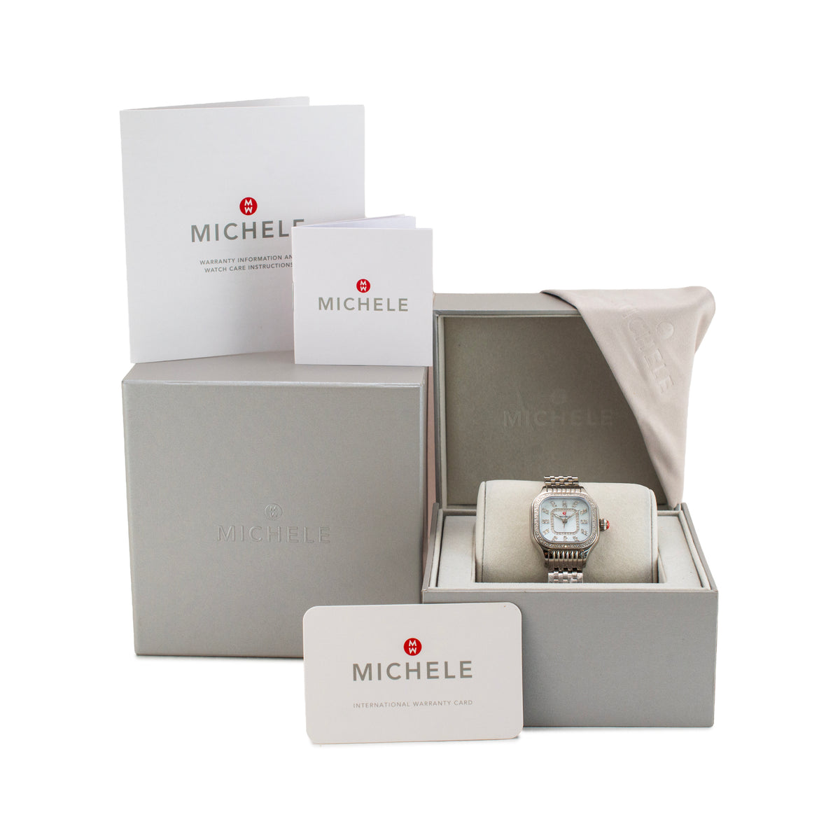 Ladies Michele by Fossil Meggie 29MM mww33b000001 Mop Diamond Steel Quartz Watch