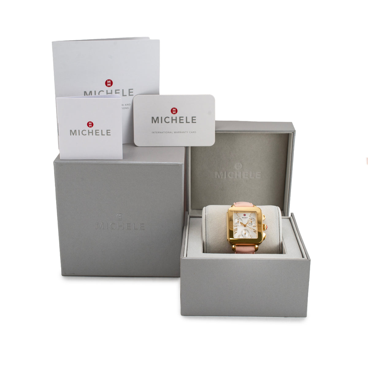 Ladies Michele by Fossil Deco Sport 36MM mww06k000072 Silver Dial Quartz Watch