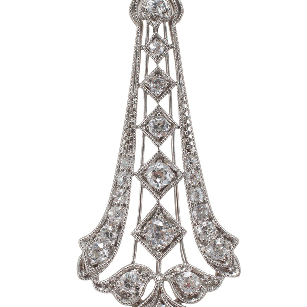 Antique Art Deco Platinum 1.06ctw Old European Diamond Drop Pendant