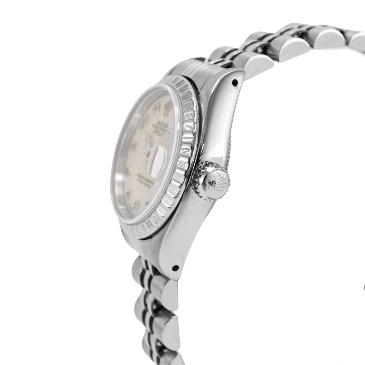 Ladies Rolex Oyster Perpetual Date 26MM 69240 Ivory Motif Jubilee Steel Watch