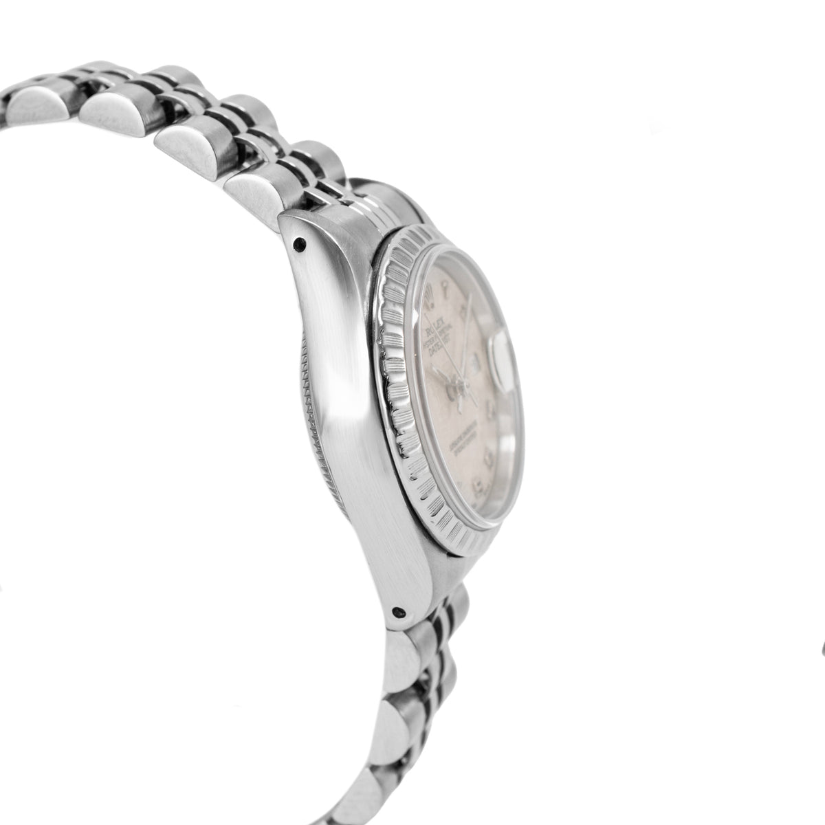 Ladies Rolex Oyster Perpetual Date 26MM 69240 Ivory Motif Jubilee Steel Watch