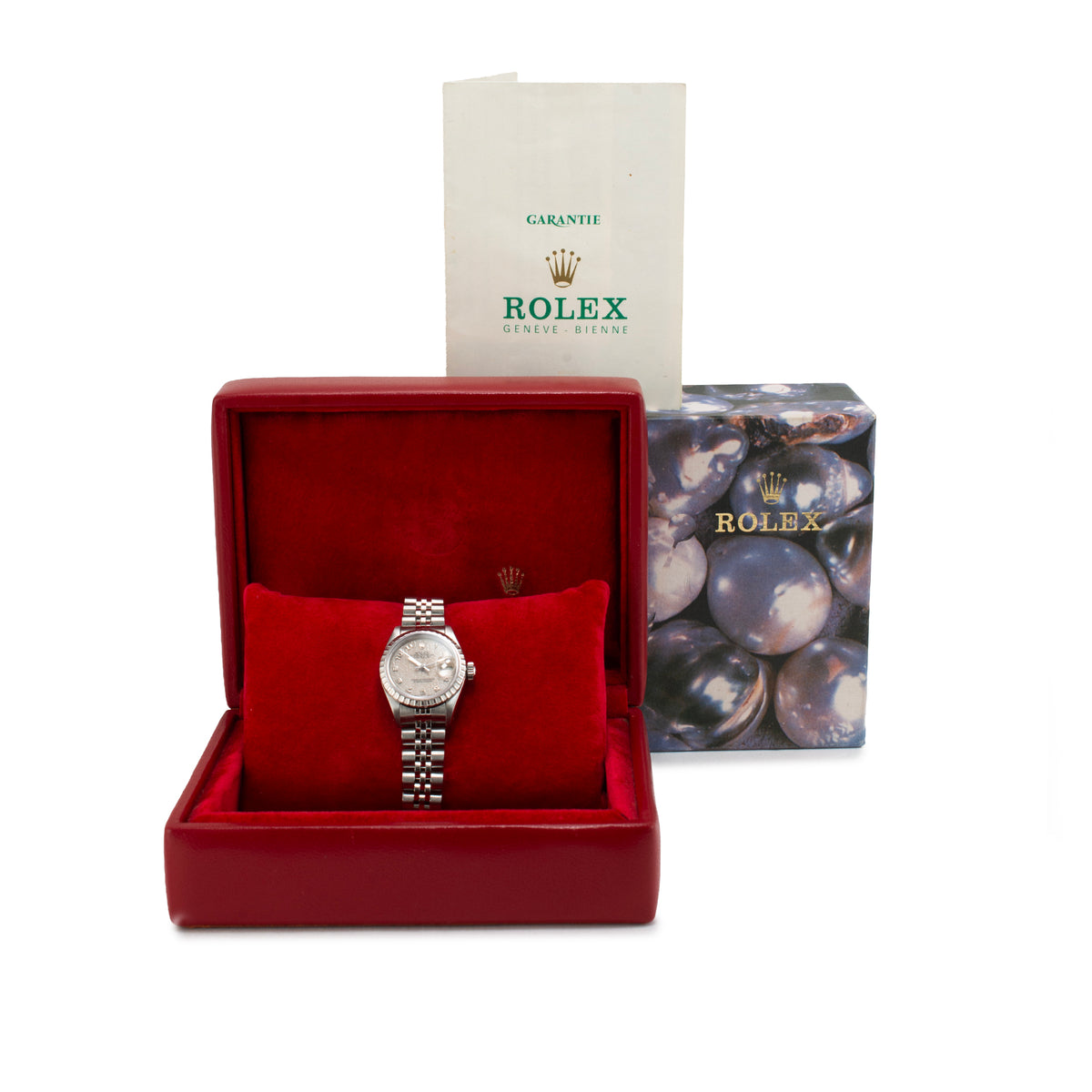 Ladies Rolex Oyster Perpetual Date 26MM 69240 Ivory Motif Jubilee Steel Watch